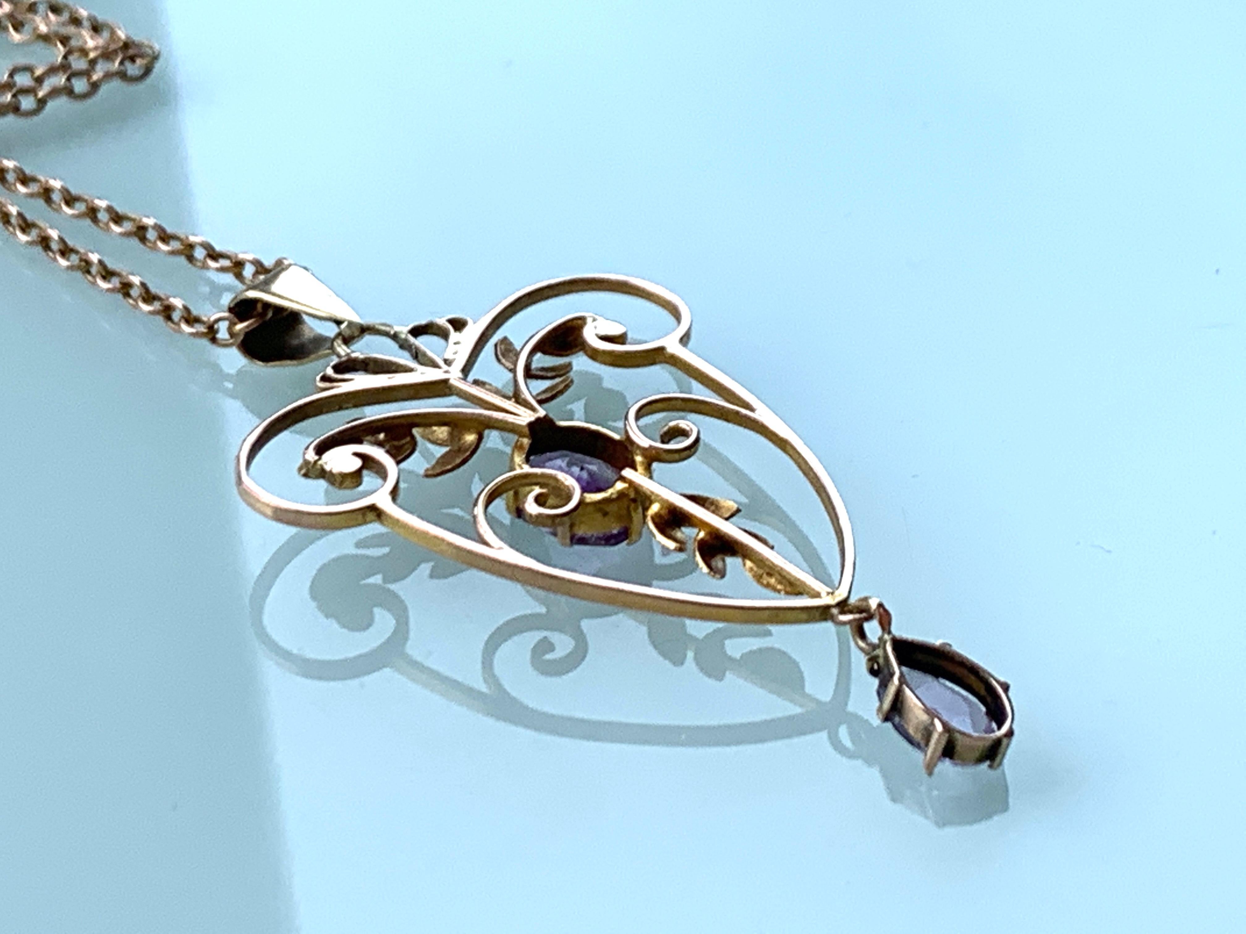 9ct Rose Gold Antike Halskette im Angebot 1