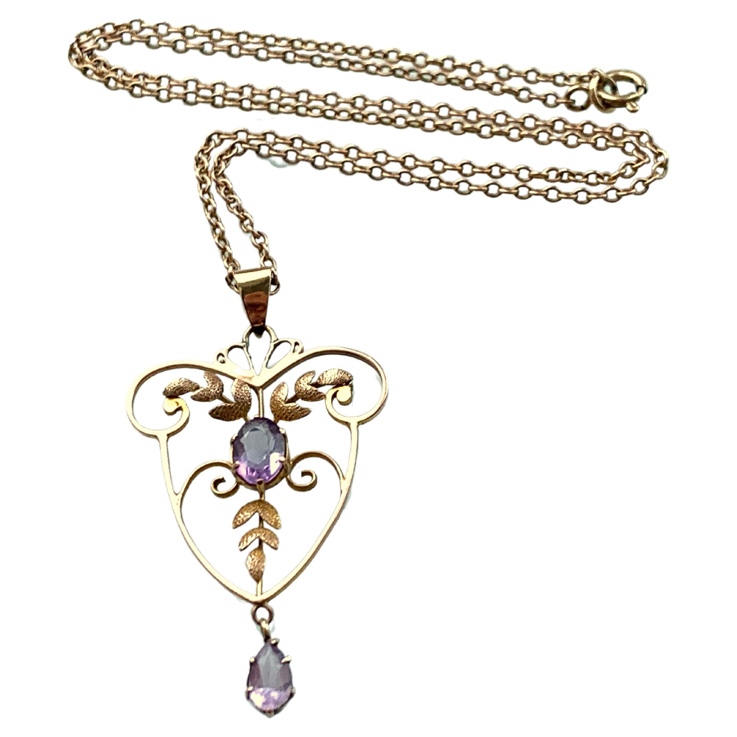 9ct Rose Gold Antike Halskette im Angebot