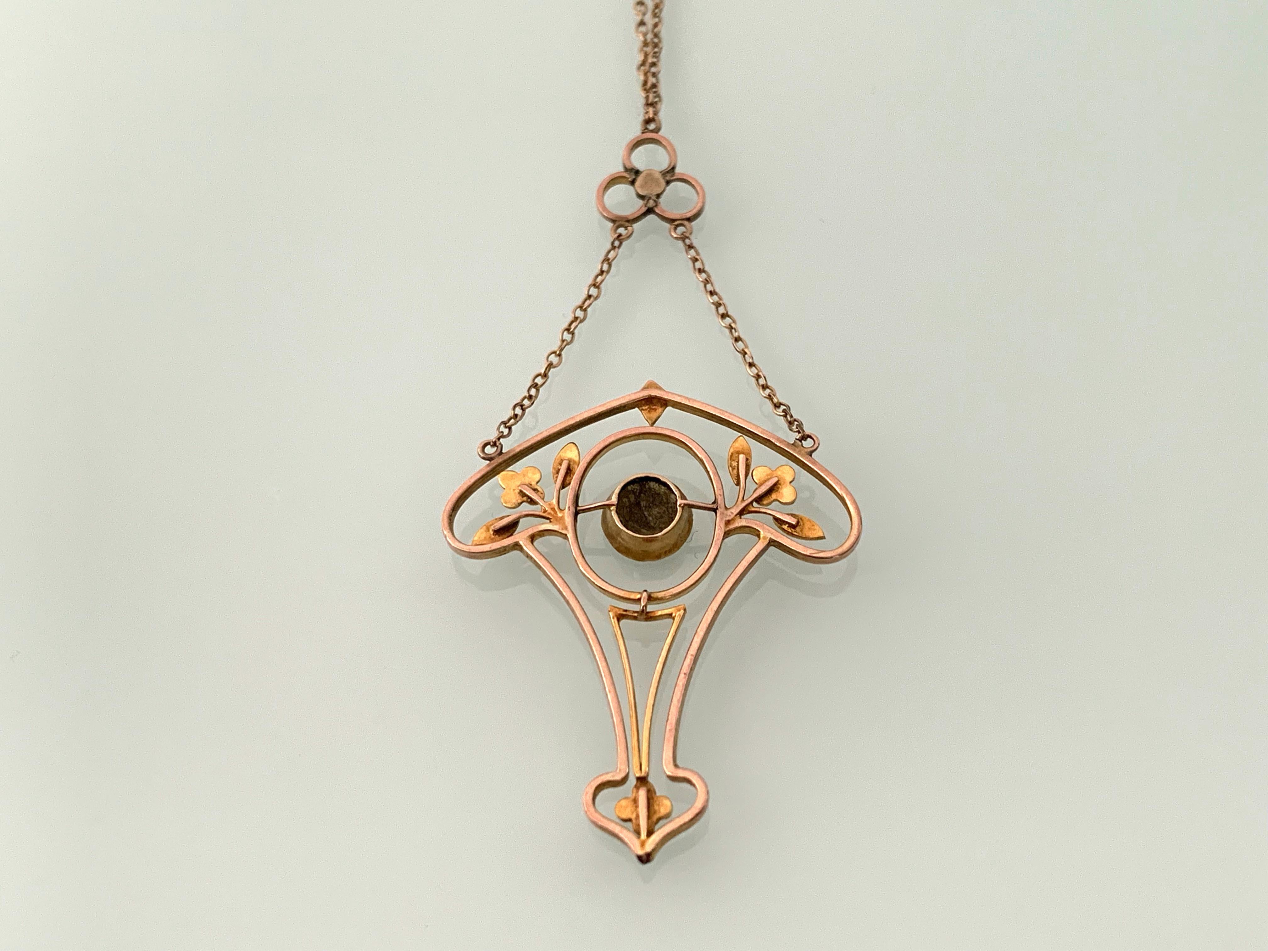 Round Cut 9ct Rose Gold Antique Victorian Necklace For Sale
