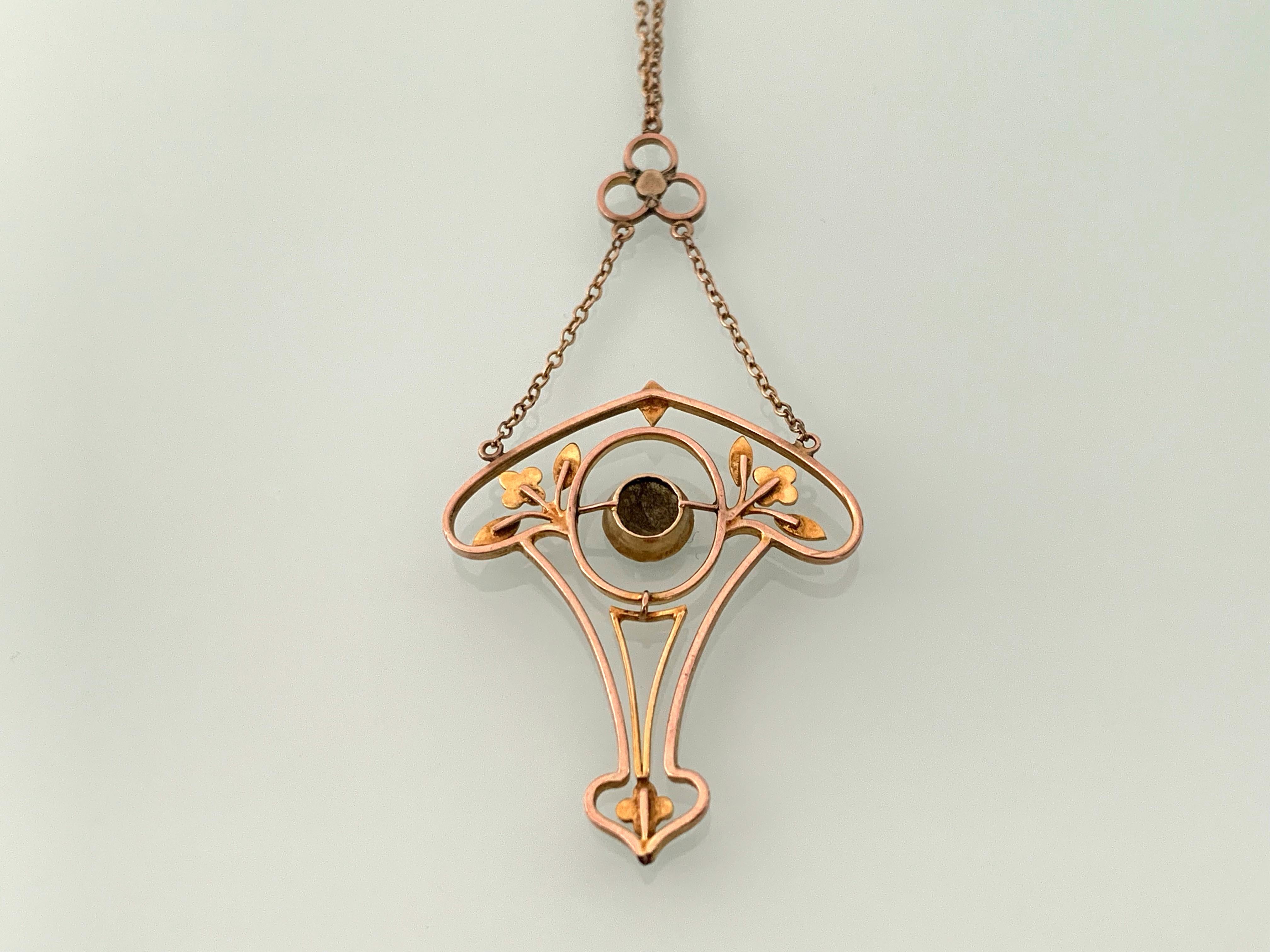 Round Cut 9ct Rose Gold Antique Victorian Necklace