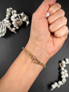 9ct Rose Gold Birmingham Hallmarked Edwardian Trombone & Knot Link Bracelet