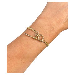 9ct Rose Gold, Curb Albert Bracelet with T-bar & Swivel, Hallmarked London 1934