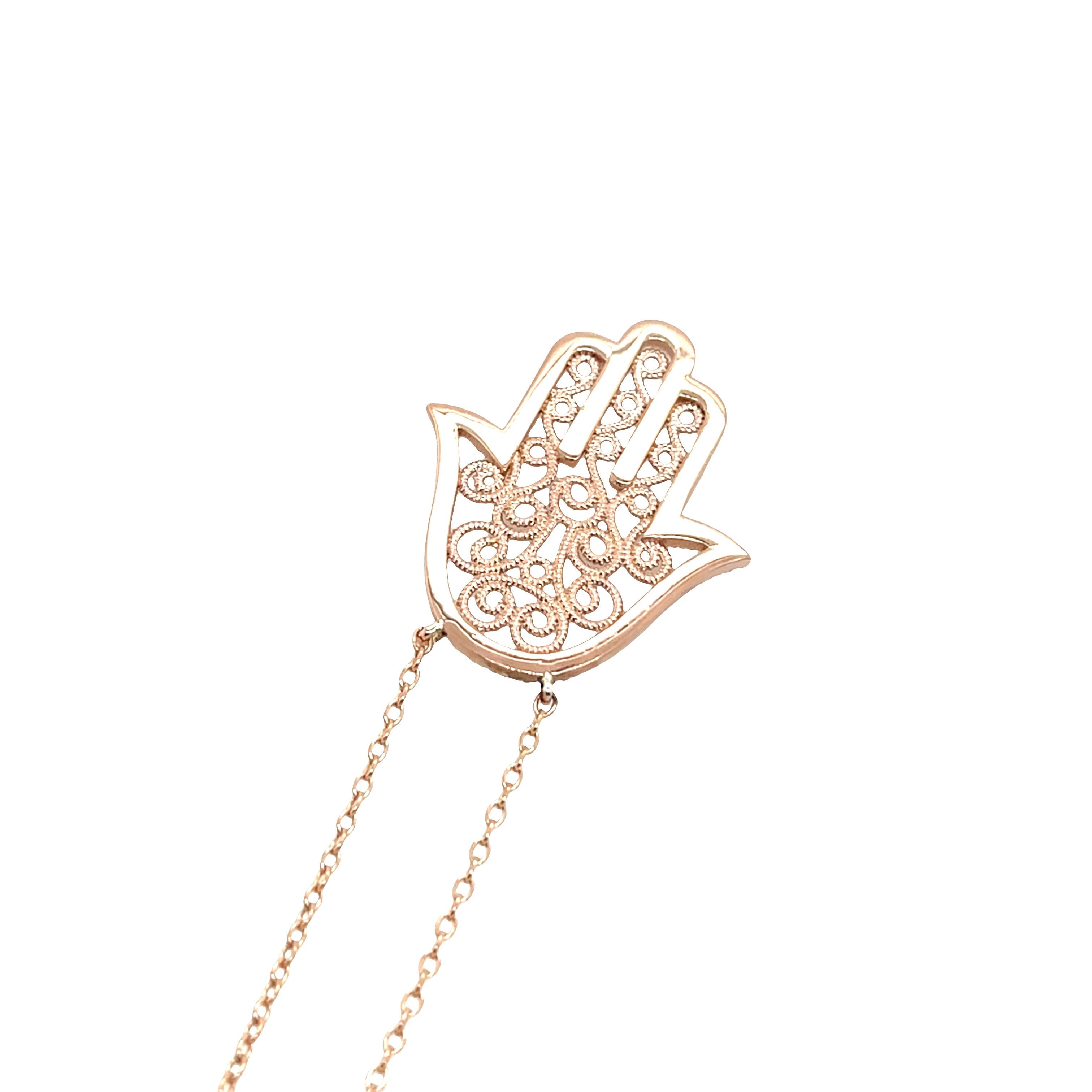 Collana Hamza con diamanti incastonati in oro rosa 9ct, 0,33ct diamanti In condizioni Nuovo in vendita a London, GB