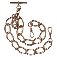 Antique 9ct Rose Gold Double Albert Watch Chain, 1920, 122.6 Grams