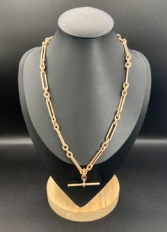 9ct Rose Gold, Edwardian 17 1/4 Inch Trombone/Fetter Link, Albert Watch Chain