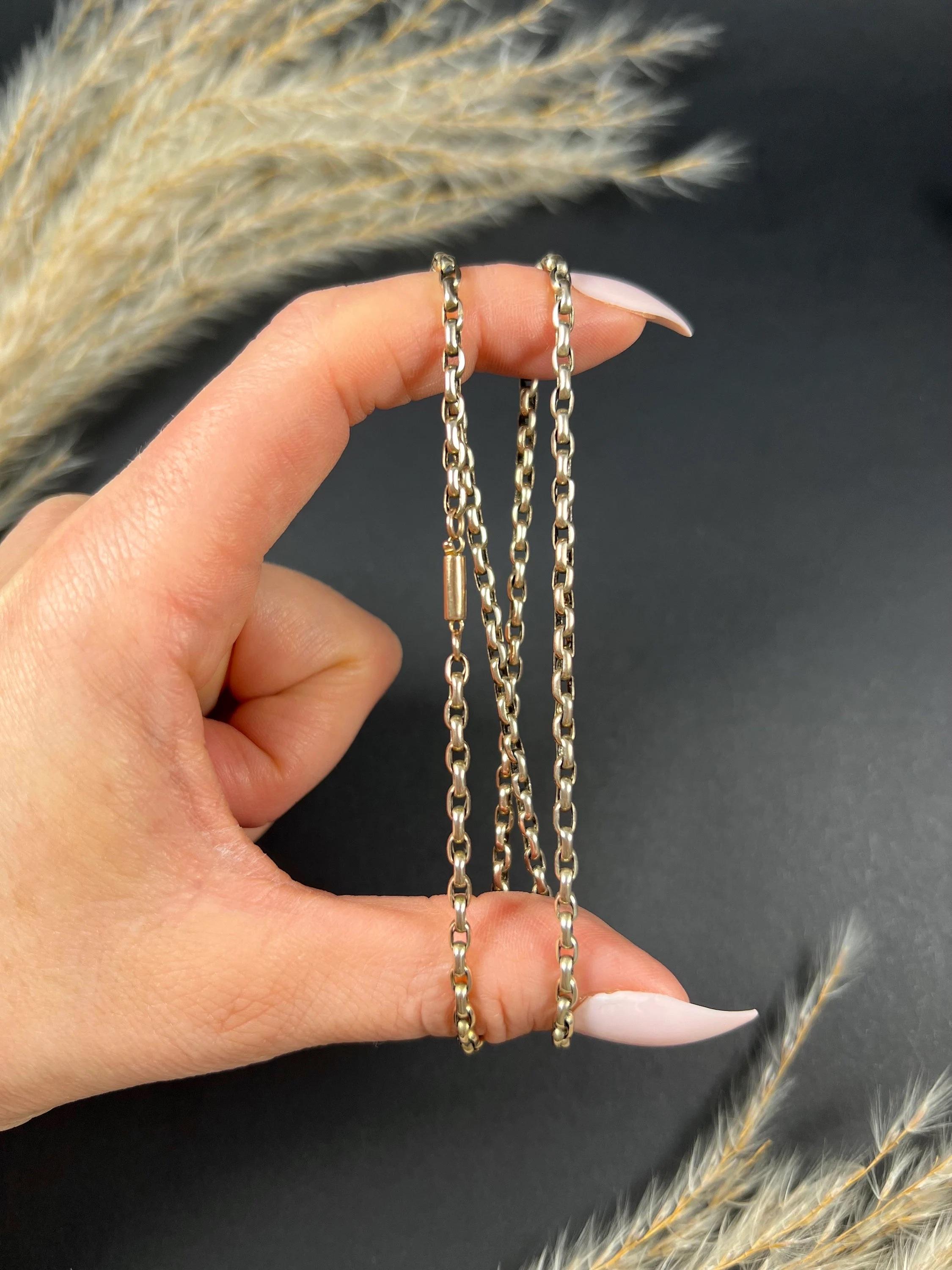 9ct Rose Gold, Edwardian 17 Inch, Oval Belcher Link Chain Barrel & Torpedo Clasp 1