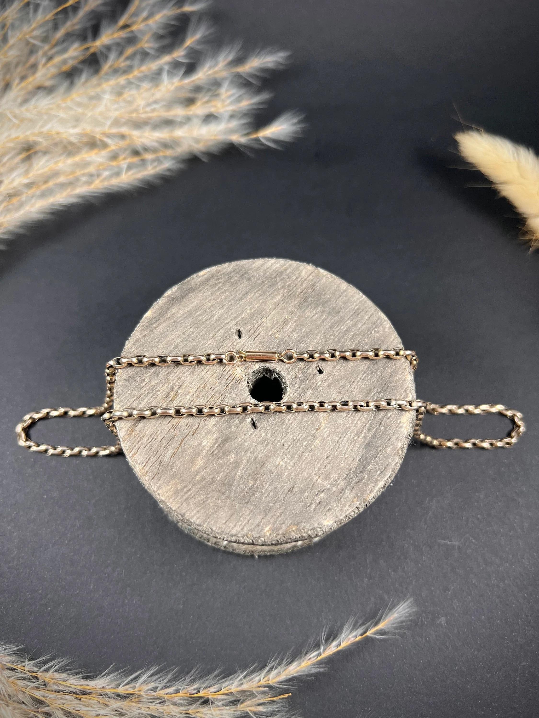 9ct Rose Gold, Edwardian 17 Inch, Oval Belcher Link Chain Barrel & Torpedo Clasp 3
