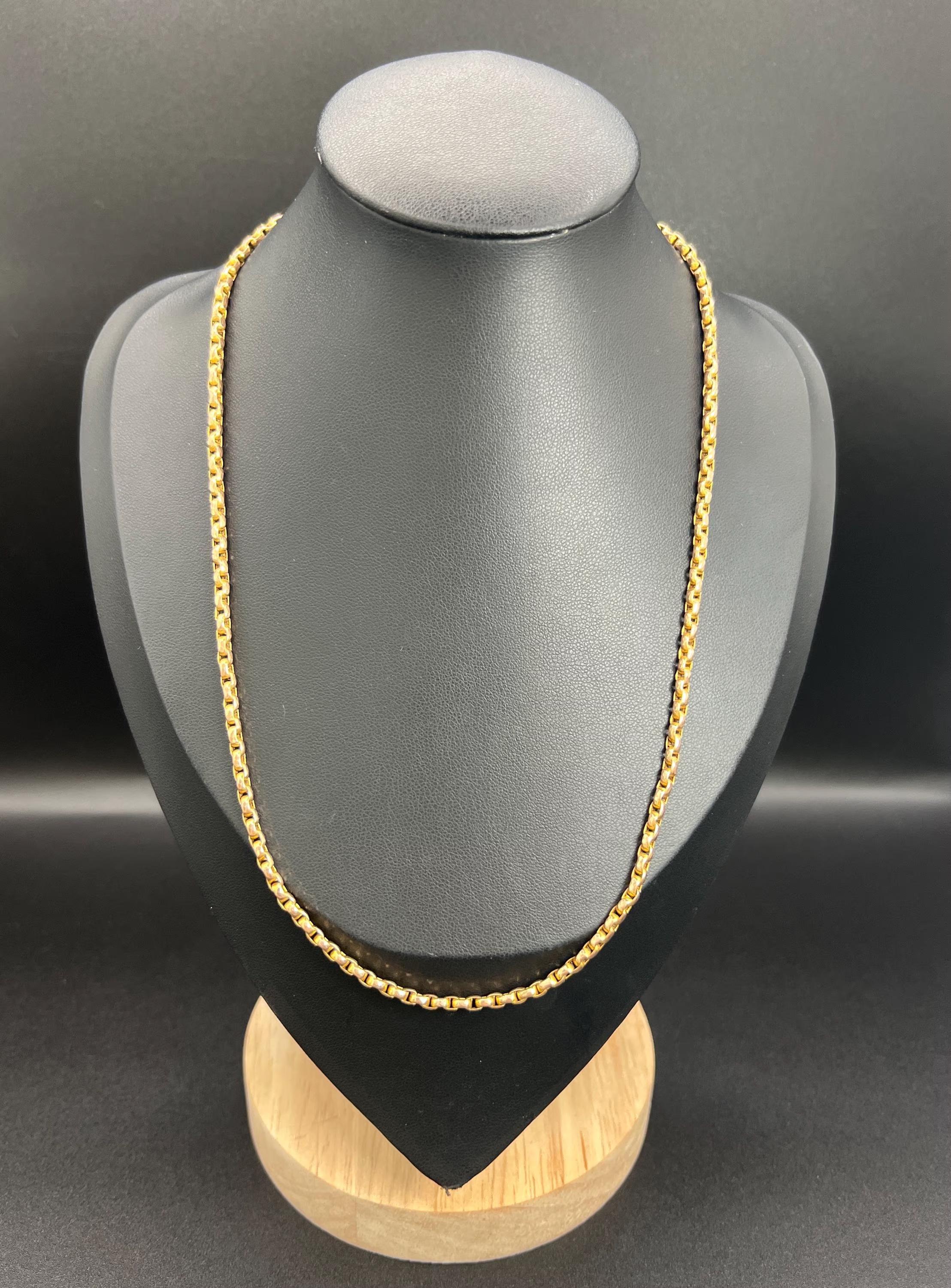 9ct Rose Gold, Edwardian 18 1/2 Inch Oval Faceted Belcher Chain with Bolt Ring en vente 5