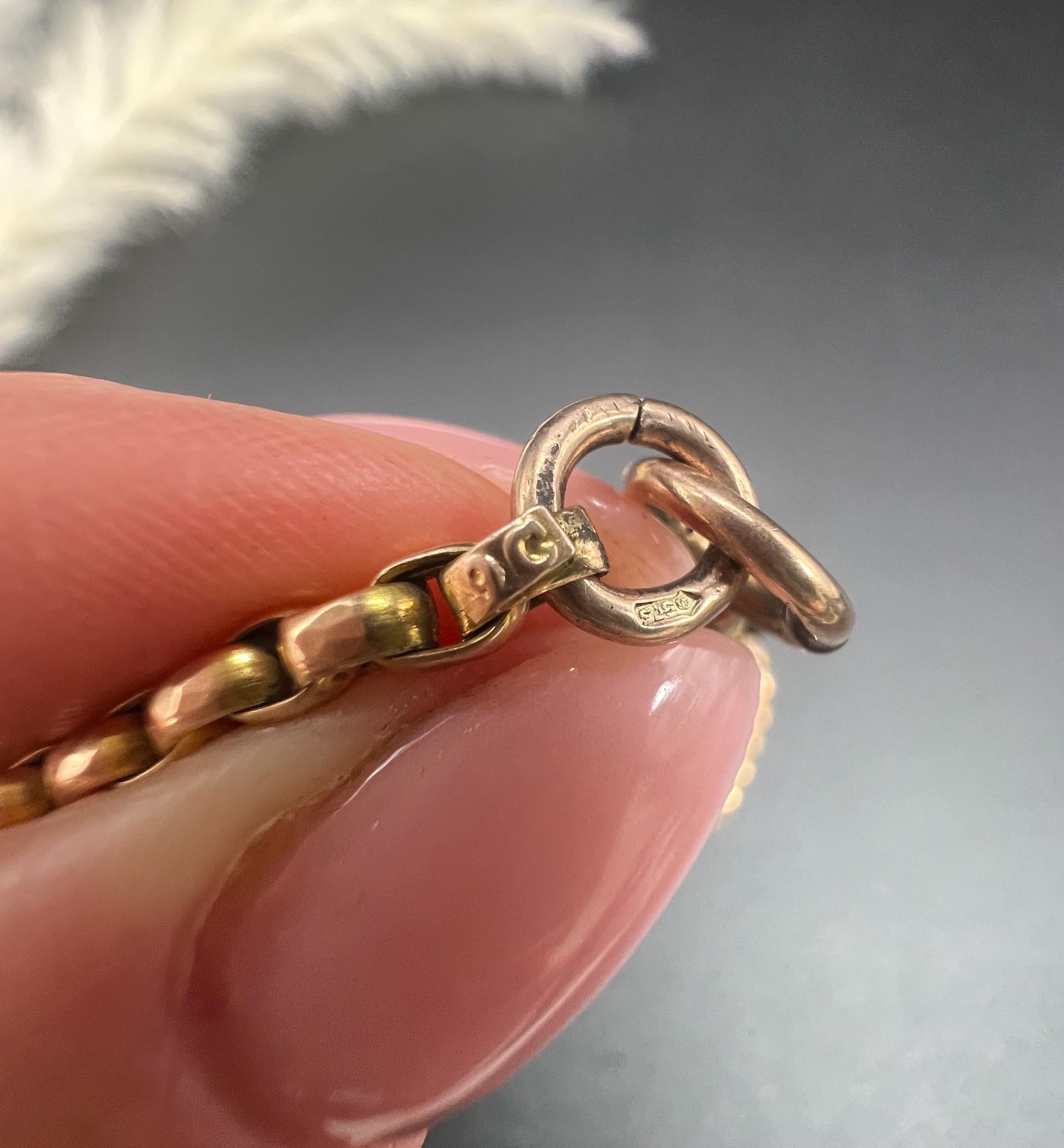 9ct Rose Gold, Edwardian 18 1/2 Inch Oval Faceted Belcher Chain with Bolt Ring en vente 2