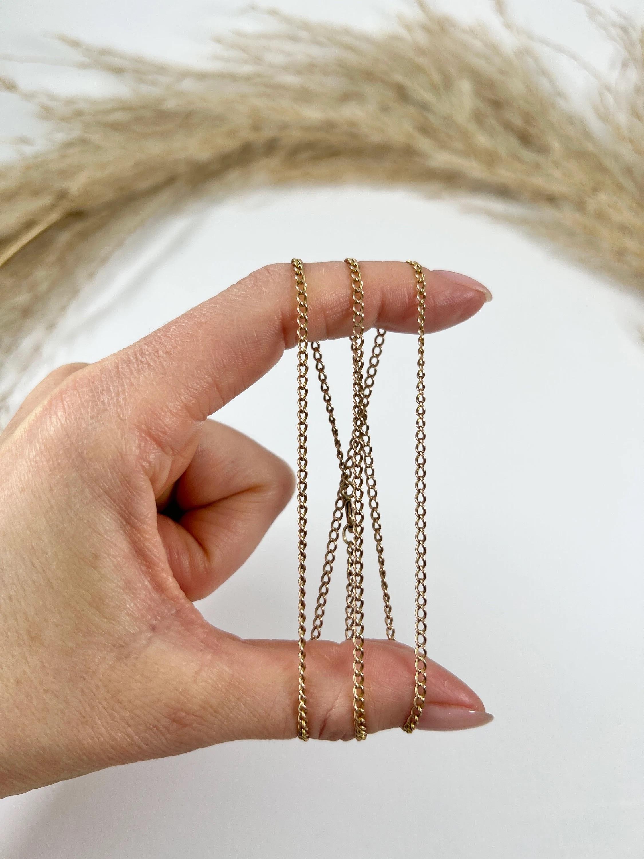 Collana con catena a cordoncino in oro rosa 9ct Edwardian da 23 pollici e mezzo con chiusura ad anello con bullone In condizioni buone in vendita a Brighton, GB