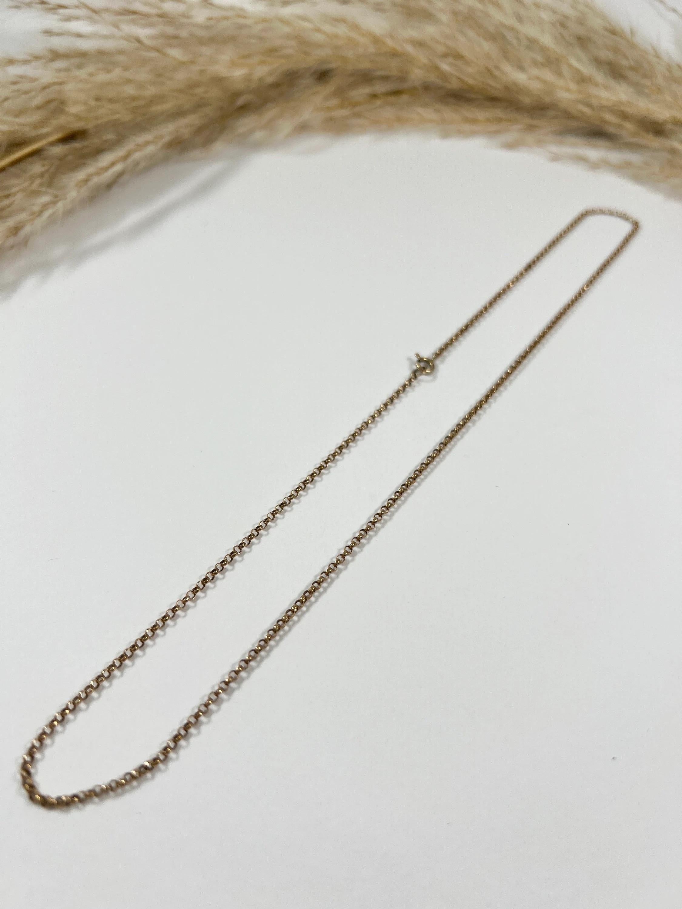 Collana con catena a cordoncino in oro rosa 9ct Edwardian da 23 pollici e mezzo con chiusura ad anello con bullone in vendita 2