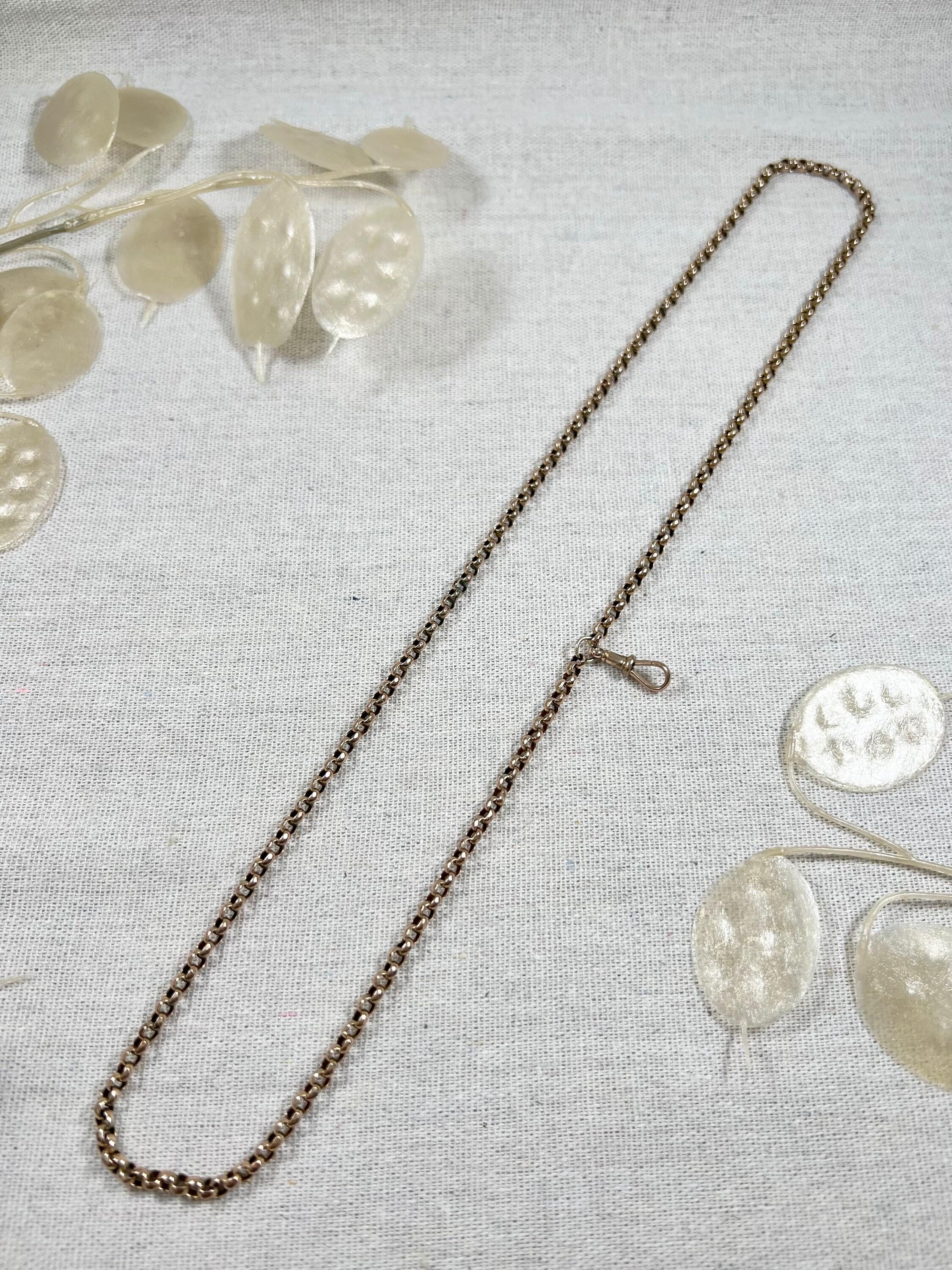 Cierre giratorio de cadena Belcher redonda facetada de oro rosa de 9 ct Edwardian de 25 1/2 pulgadas en venta 1