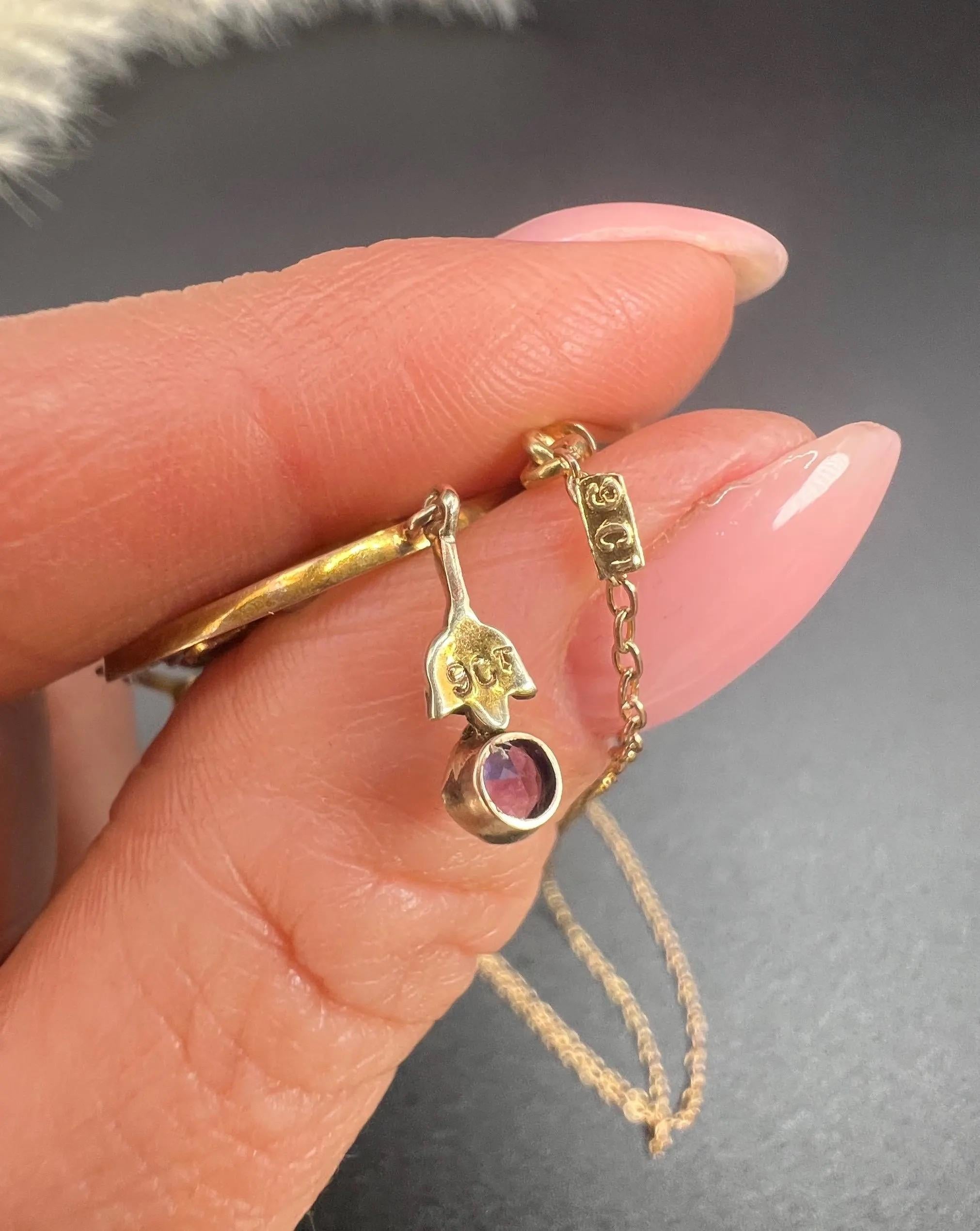 9ct Rose Gold, Edwardian Amethyst, Peridot & Seed Pearl, Suffragette Pendent en venta 3