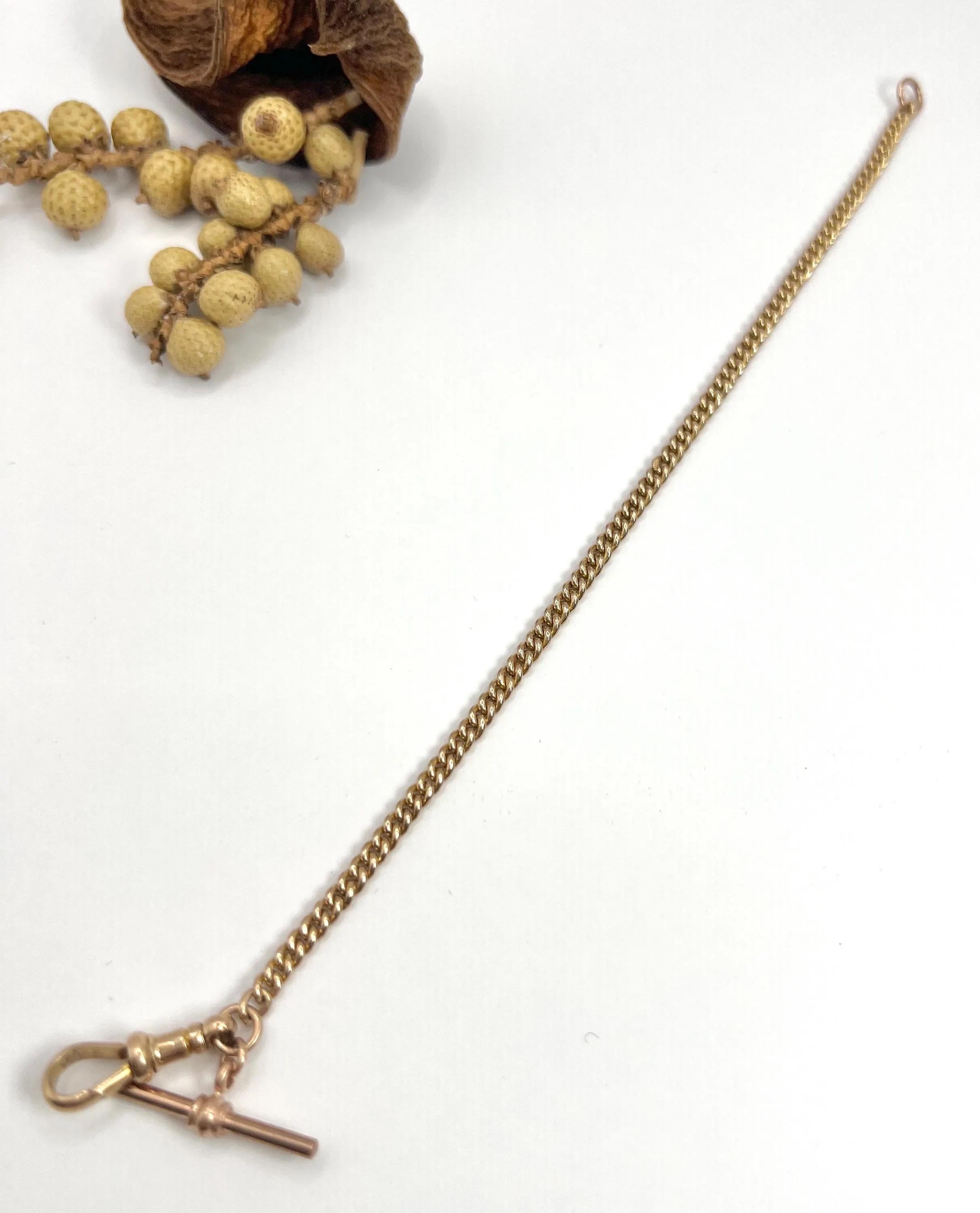9ct Rose Gold, Edwardian Curb Link Albert Bracelet, T-bar With Swivel Clip 2