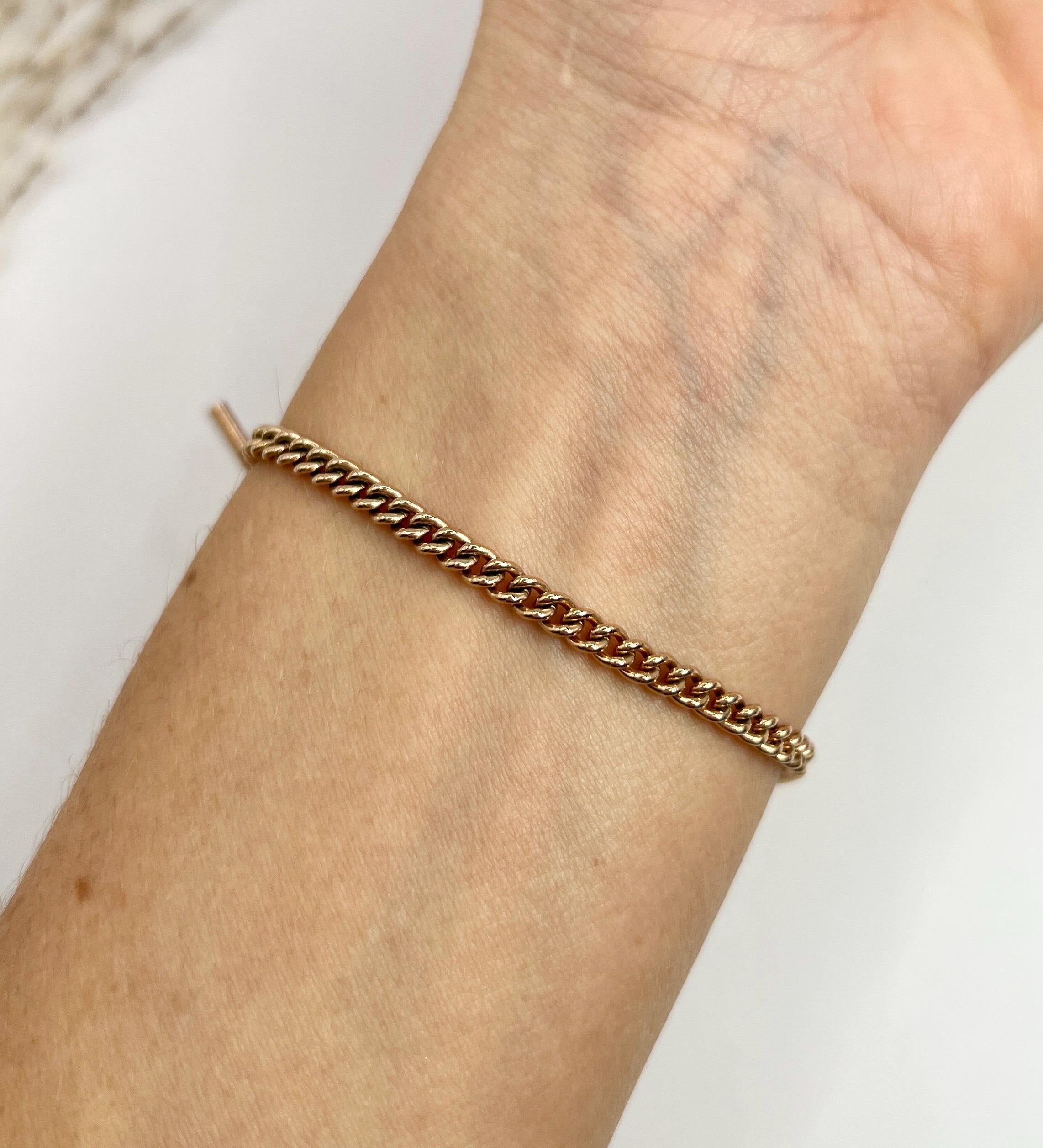 Pulsera eduardiana de eslabones con barra en T y cierre giratorio, de oro rosa de 9 ct Eduardiano en venta