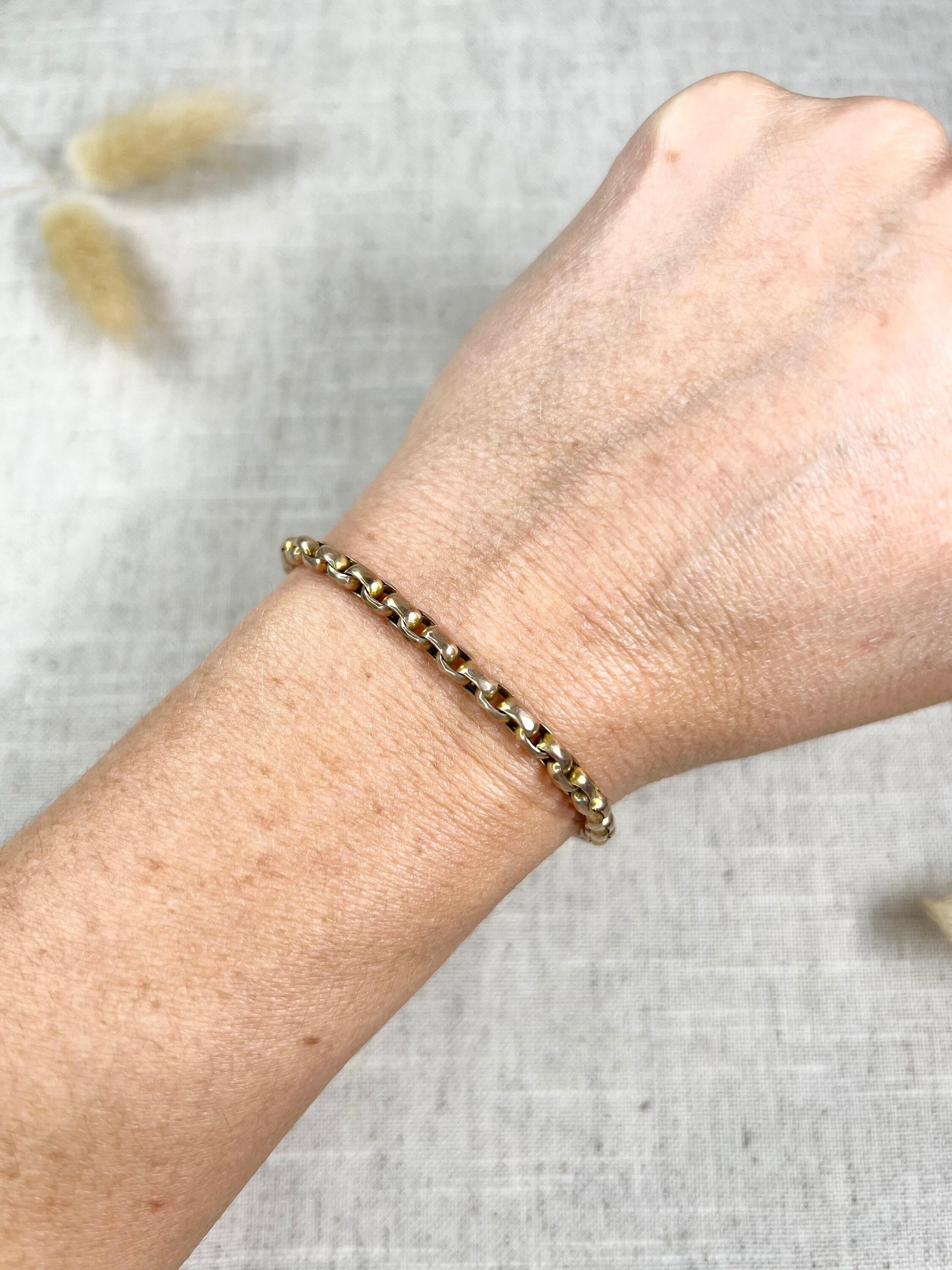 9ct Rose Gold, Edwardian Faceted Oval Belcher Link Bracelet with Bolt Ring Clasp 6