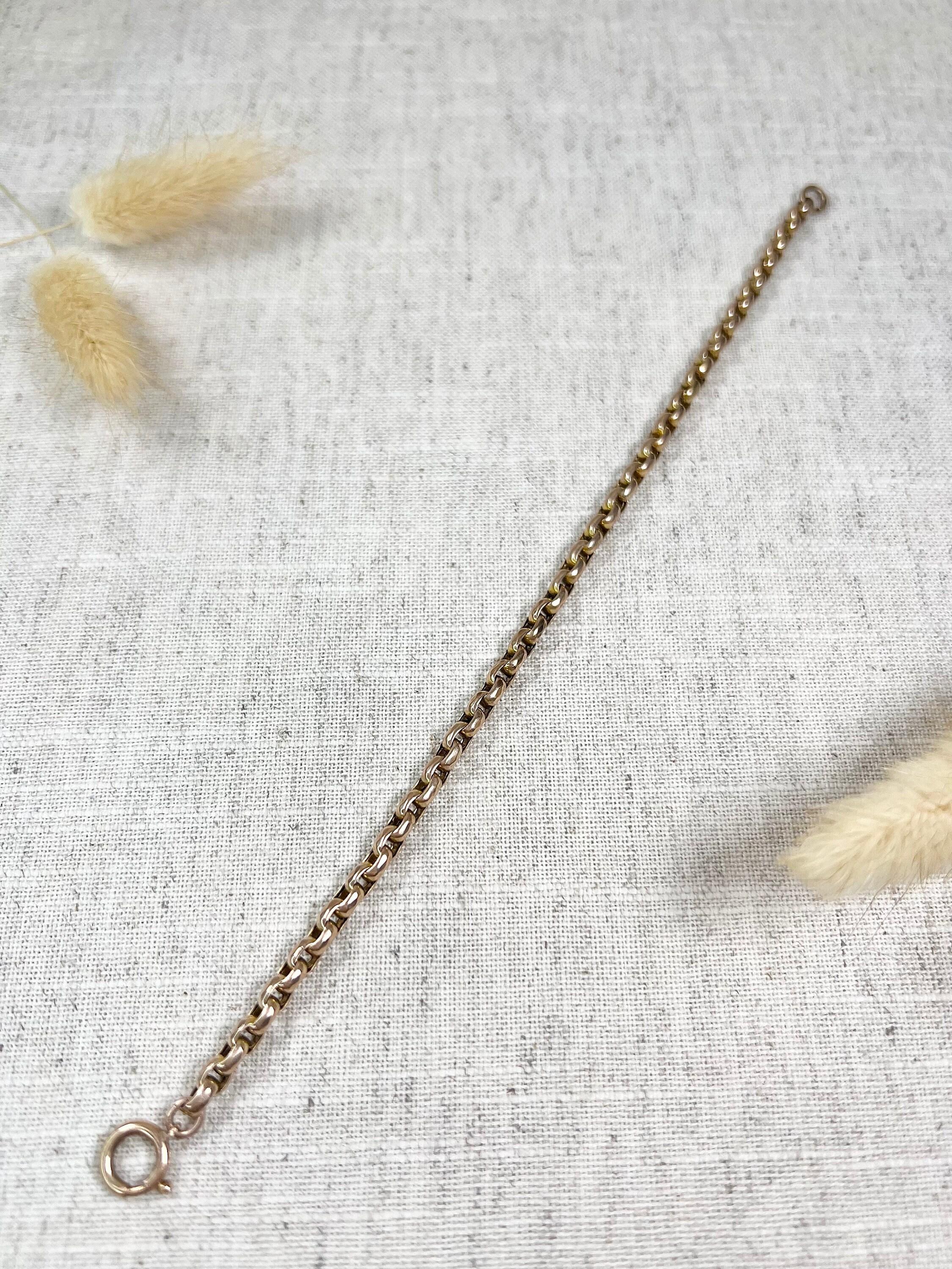 9ct Rose Gold, Edwardian Faceted Oval Belcher Link Bracelet with Bolt Ring Clasp 2