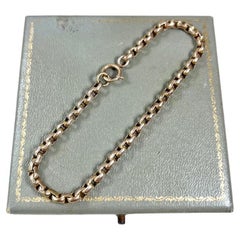 9ct Rose Gold, Edwardian Faceted Oval Belcher Link Bracelet with Bolt Ring Clasp