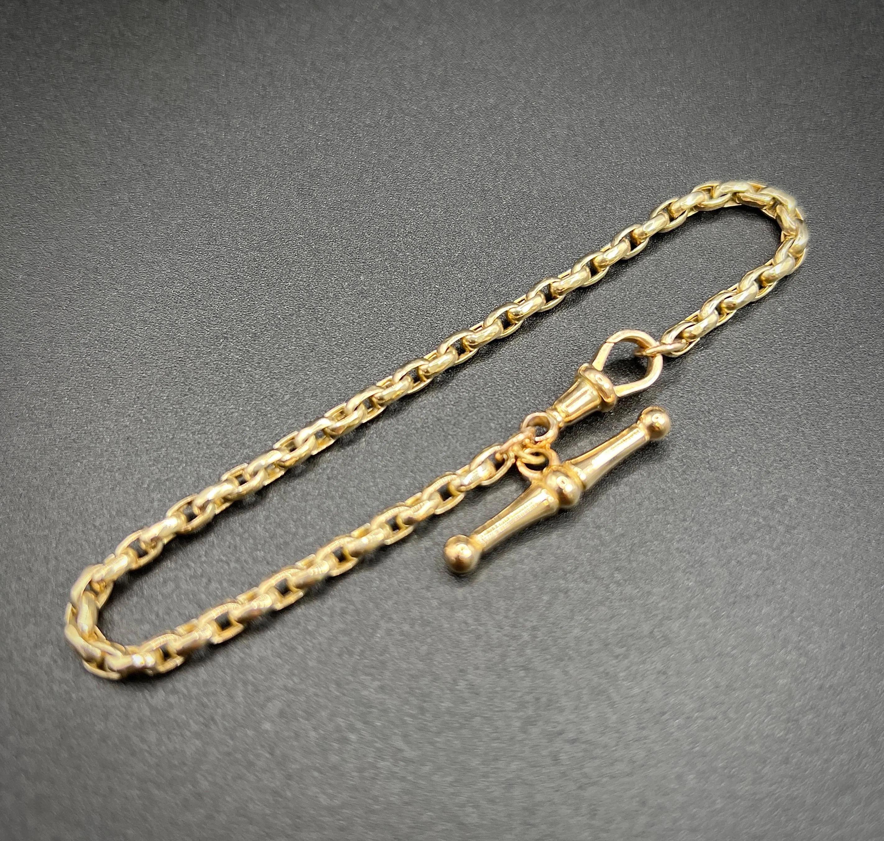 Bracelet édouardien en or rose 9ct à maillons ovales facettés de type Belcher avec barrette pivotante et en T en vente 5