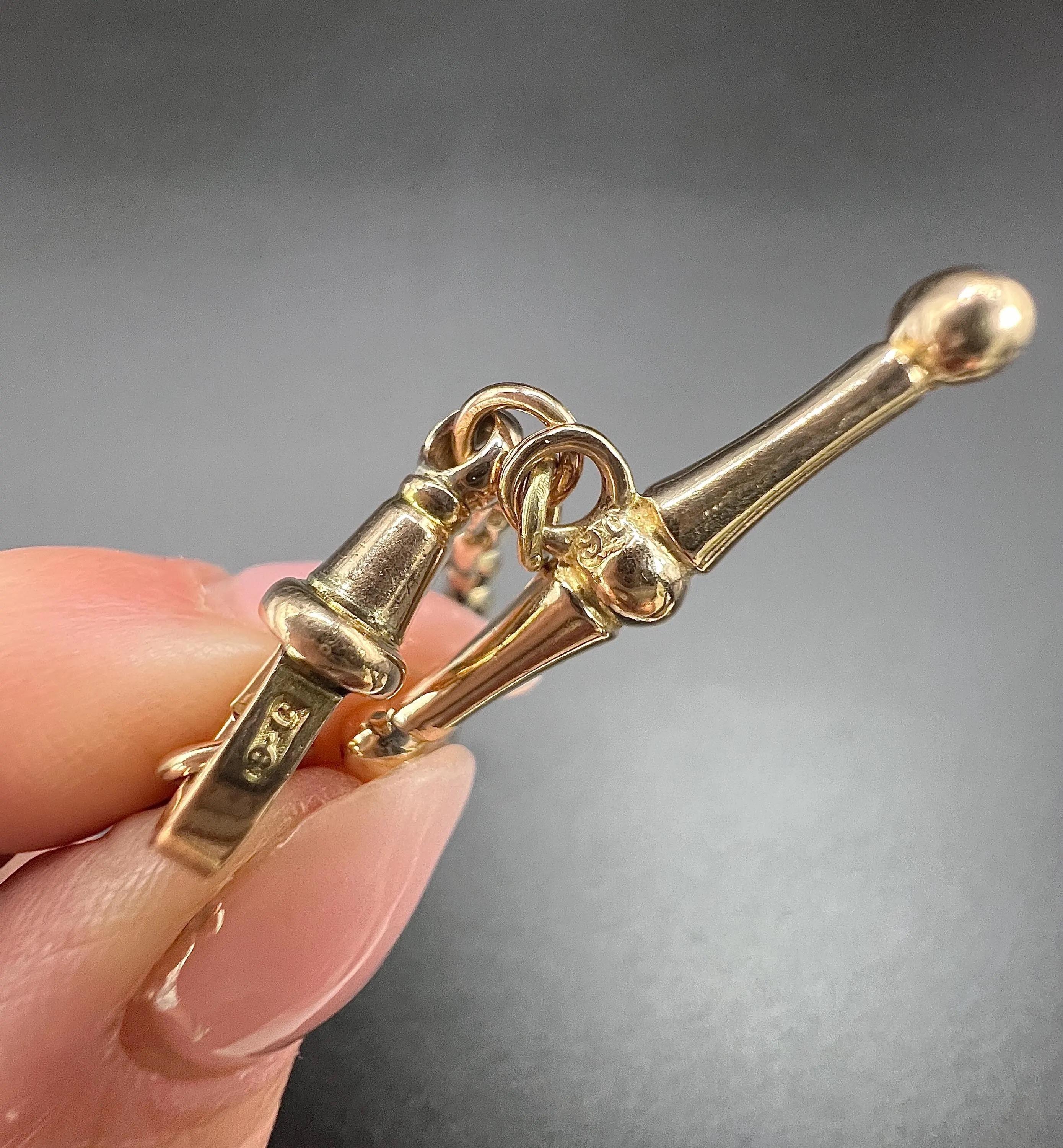 Bracelet édouardien en or rose 9ct à maillons ovales facettés de type Belcher avec barrette pivotante et en T en vente 2