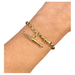9ct Rose Gold, Edwardian Faceted Oval Belcher Link Bracelet with Swivel & T Bar