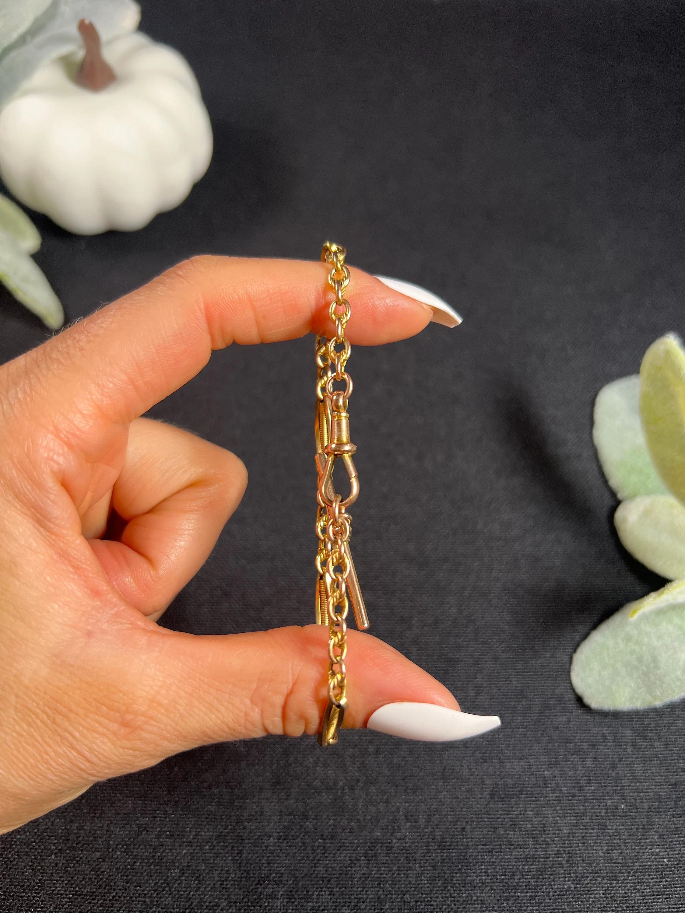 9 Karat Roségold Edwardianisches Fancy Fetter Knot Gliederarmband T-Bar & Drehverschluss für Damen oder Herren
