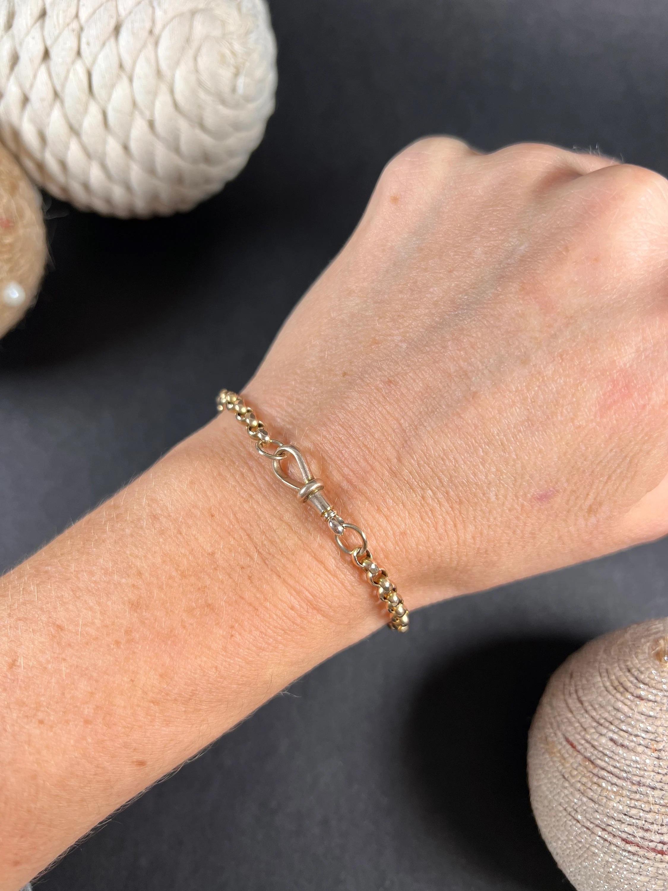 Edoardiano Bracciale Albert A Link in oro rosa 9ct Edwardian Round Faceted Belcher con barra a T in vendita