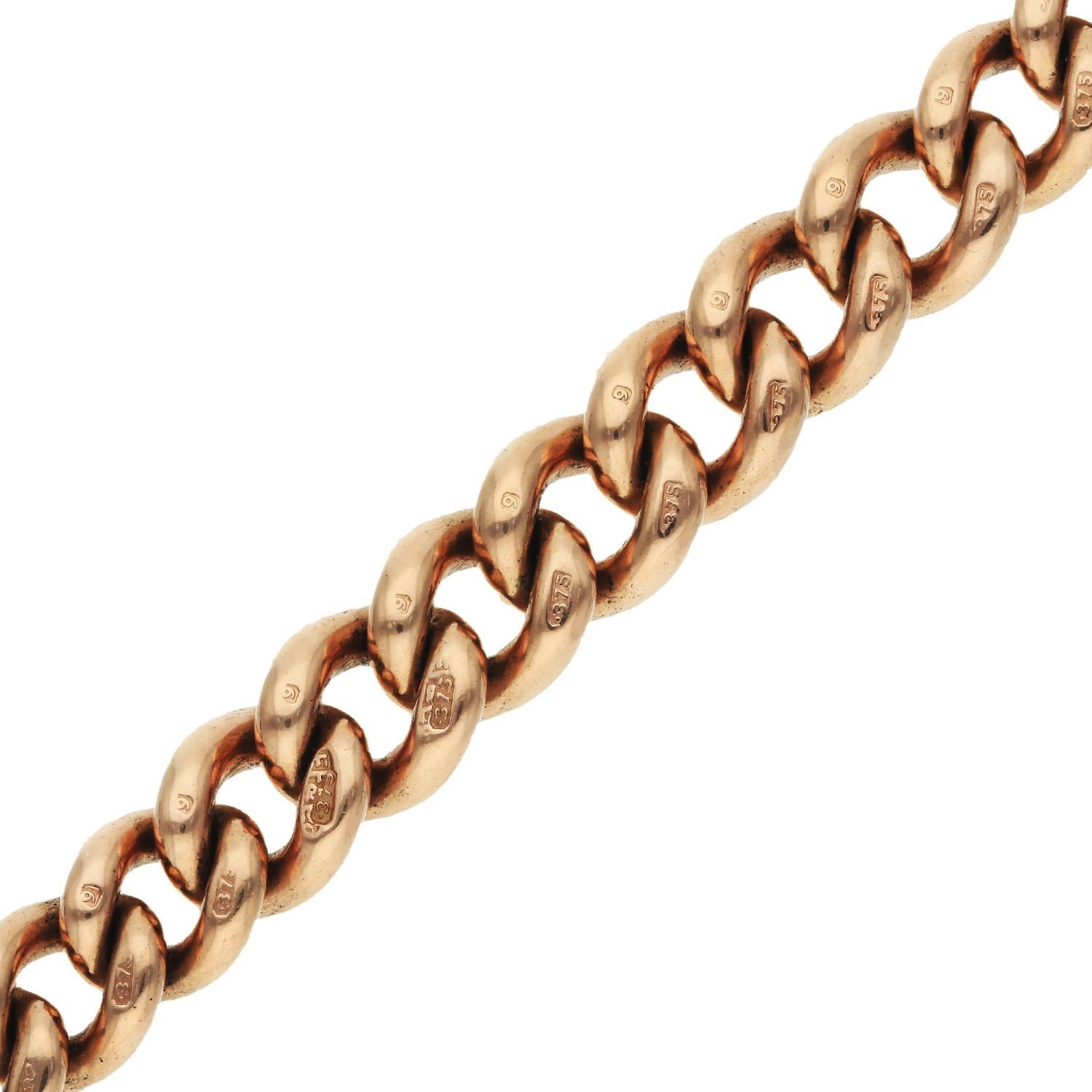 Add a touch of timeless elegance to your collection with this stunning 9ct Rose Gold Graduated Curb Bracelet. Expertly crafted from solid 9ct rose gold, this bracelet features a sophisticated graduated curb design that offers both tactile appeal and