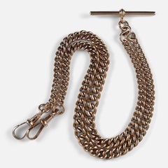 9ct Rose Gold Graduating Double Albert Watch Chain, 40.1g