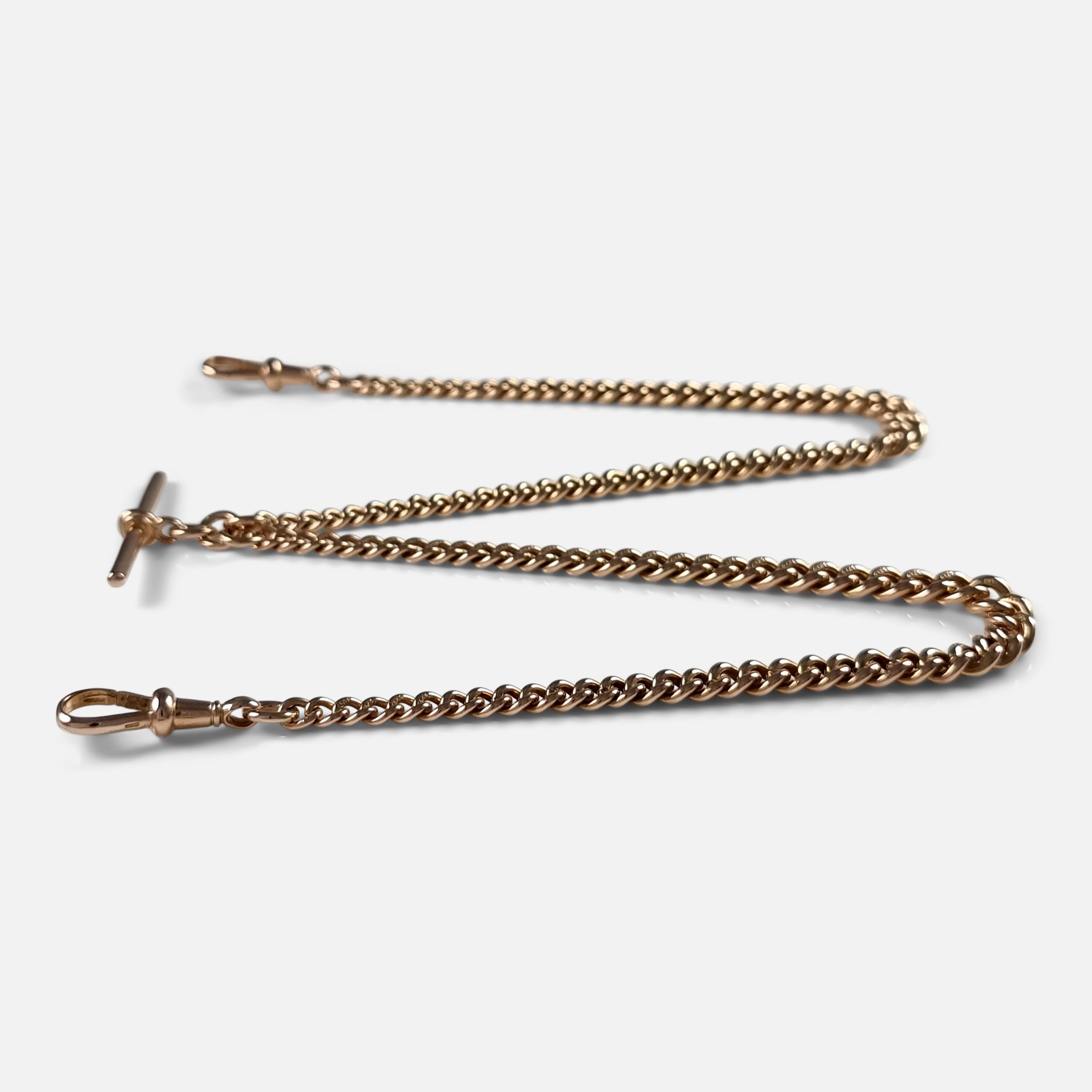9ct rose gold double albert chain