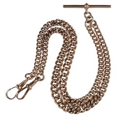 Vintage 9ct Rose Gold Graduating Double Albert Watch Chain, 40.1g