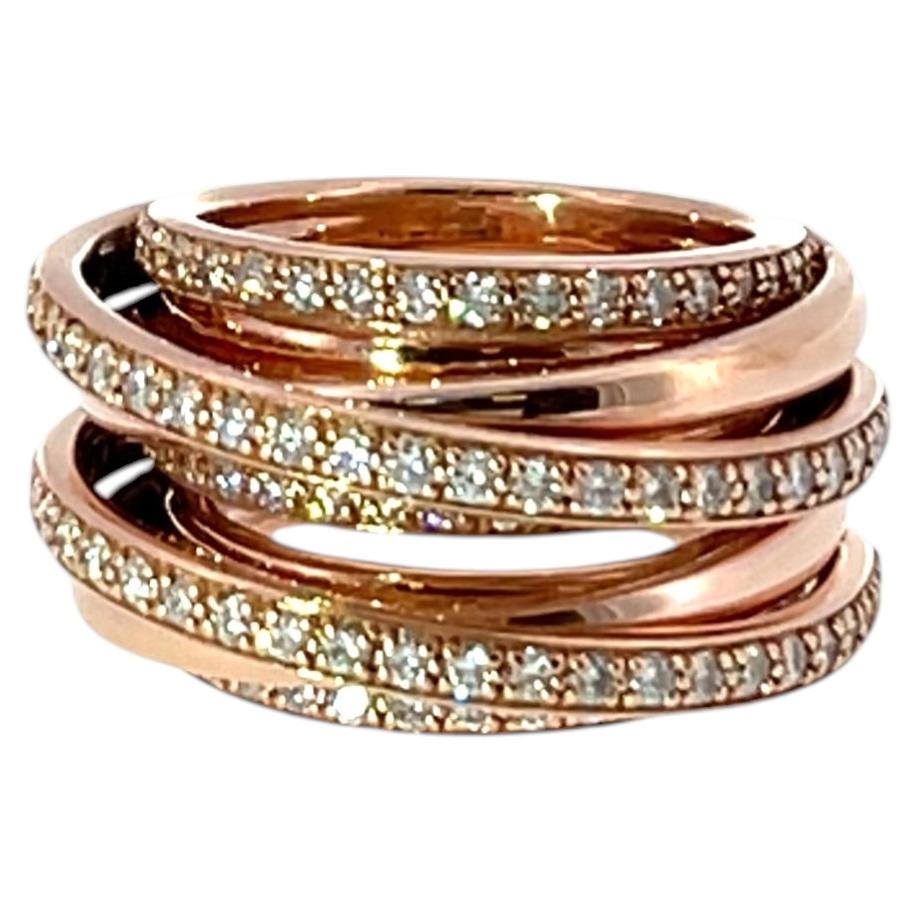 9ct Rose Gold Multi-Band Ring Set With 1.20ct Natural Diamonds