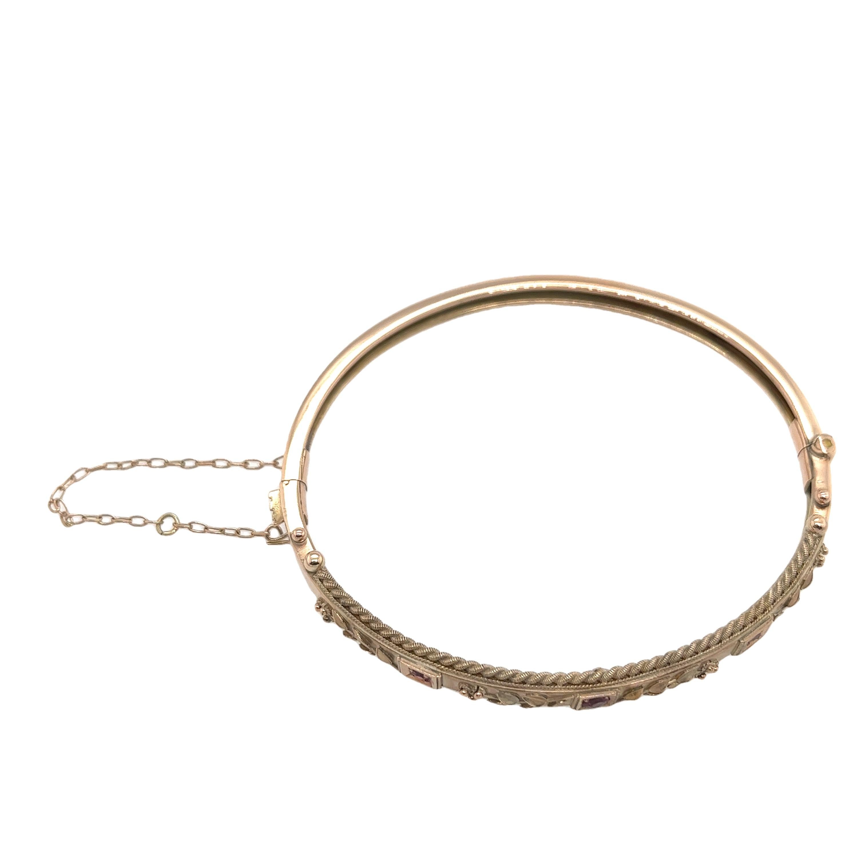 9ct Rose Gold Natural Ruby Bangle Bracelet 1