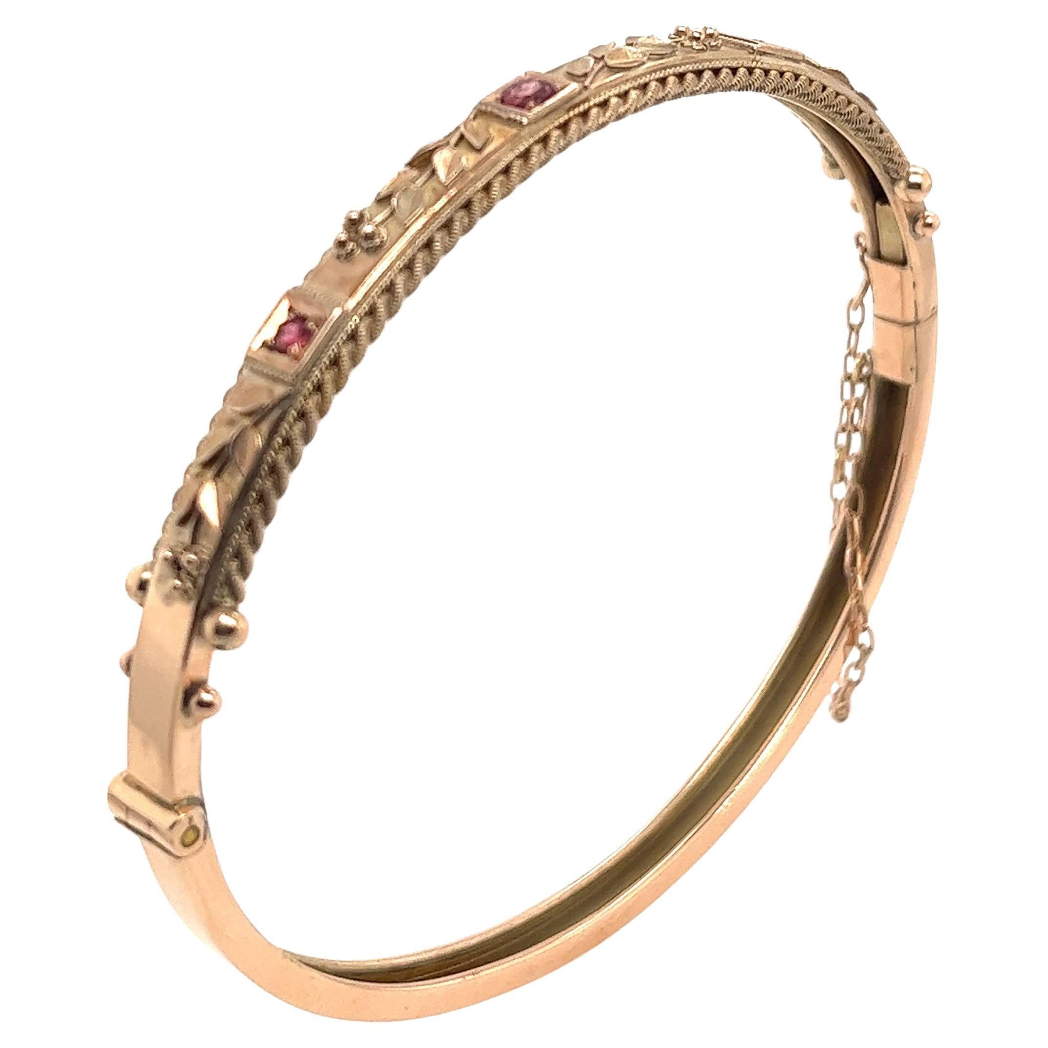 9ct Rose Gold Natural Ruby Bangle Bracelet