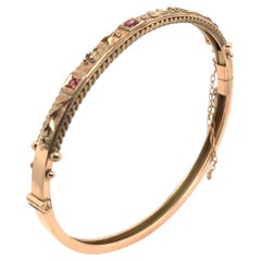 9ct Rose Gold Natural Ruby Bangle Bracelet