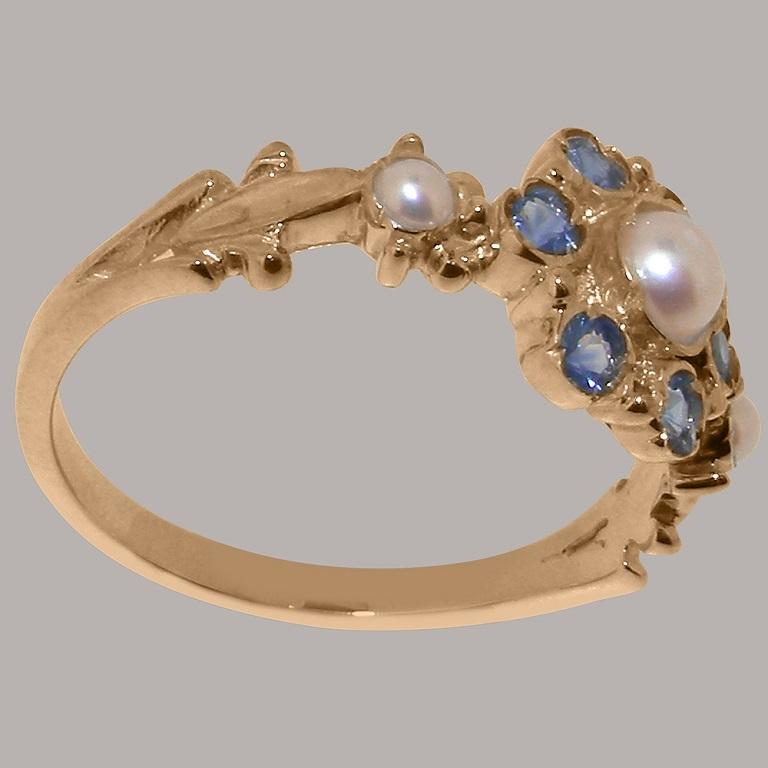 For Sale:  9ct Rose Gold Pearl & Sapphire Womens Vintage Style Ring Customizable 4
