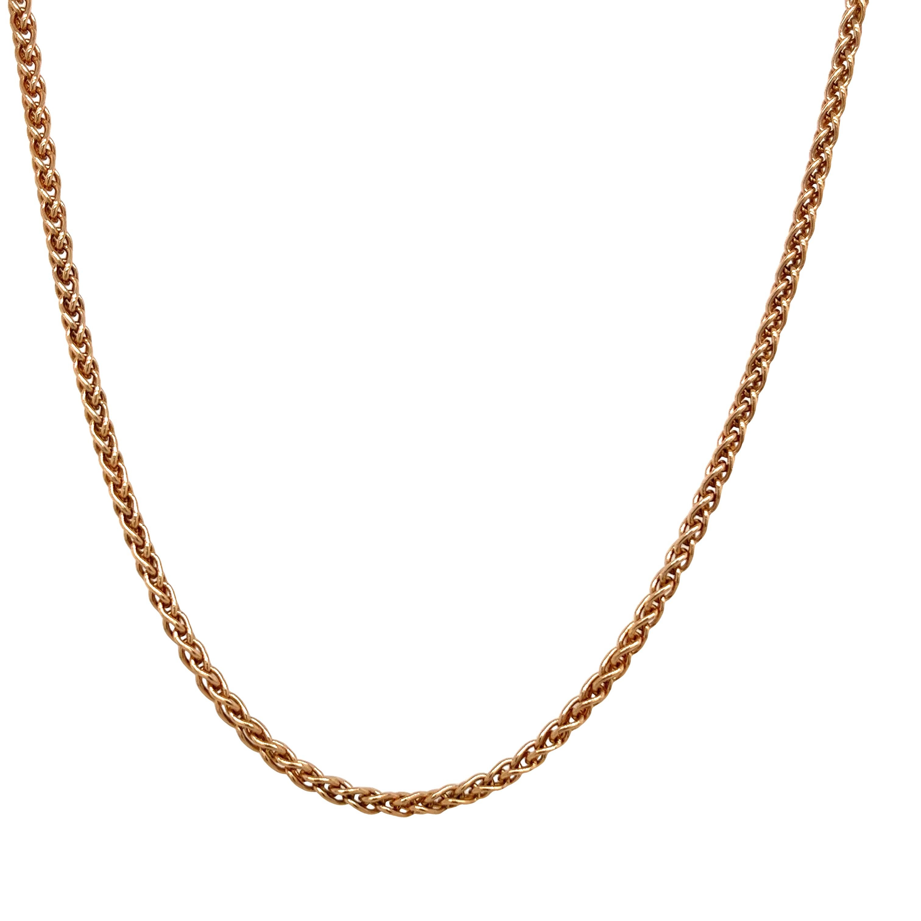 9ct Rose Gold Spiga Style Chain Necklace 2.50mm – 24″ Length In New Condition In London, GB