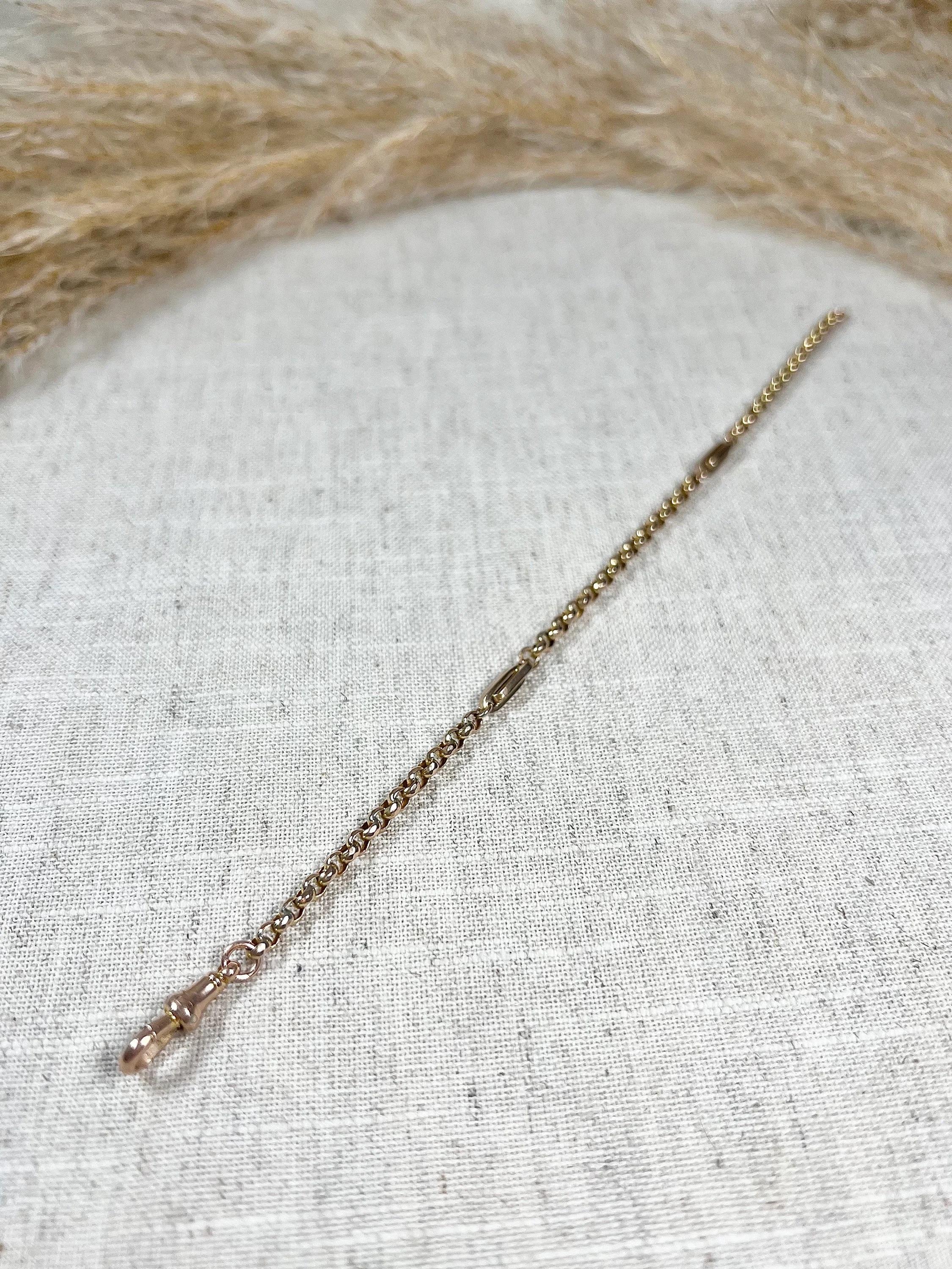Women's or Men's 9ct Rose Gold Stamped Edwardian Faceted Oval Belcher & Paper Clip Link Bracelet