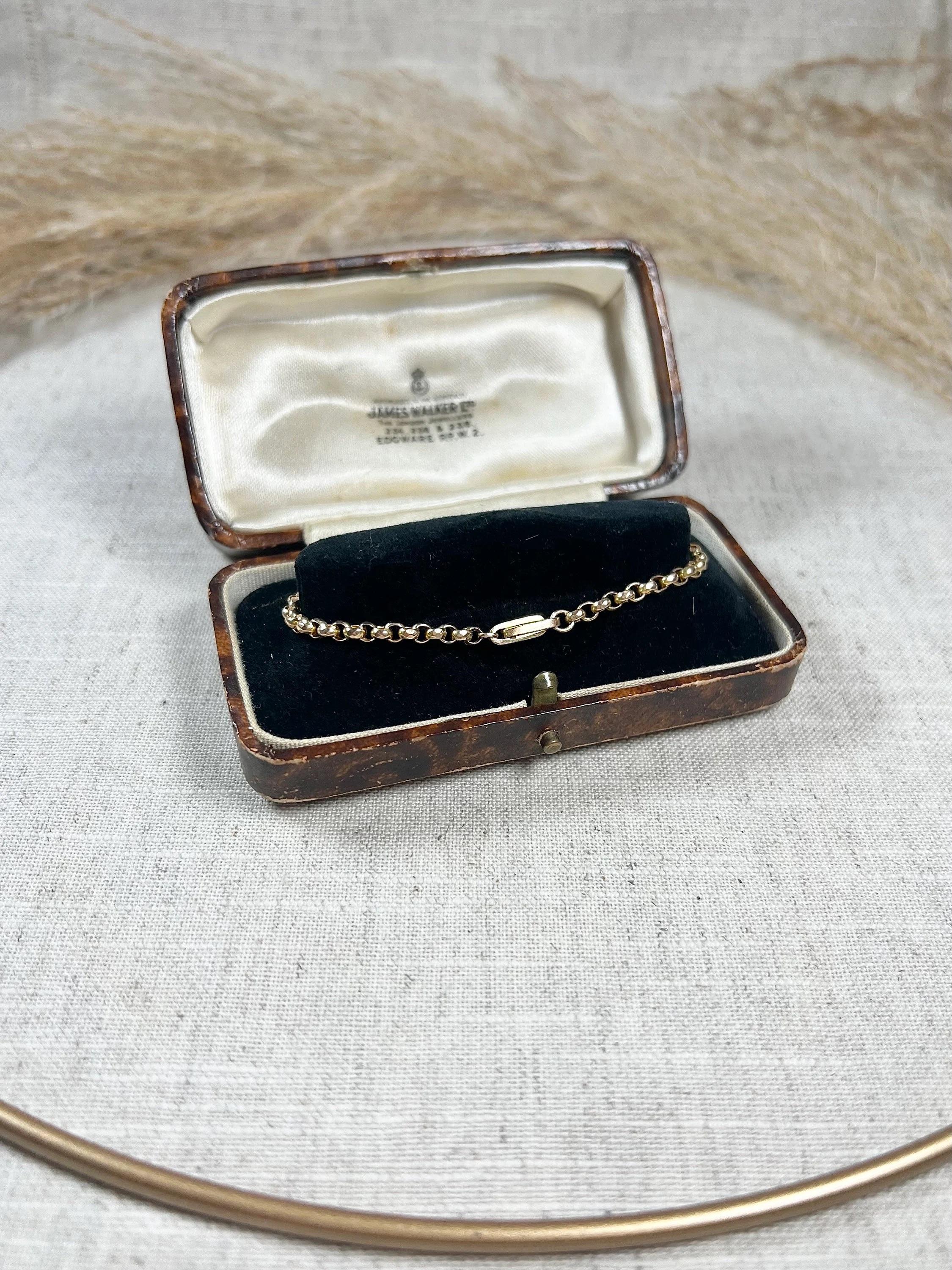 9ct Rose Gold Stamped Edwardian Faceted Oval Belcher & Paper Clip Link Bracelet 5
