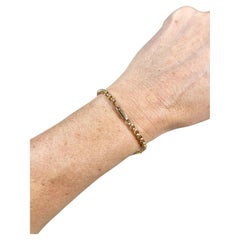 9ct Rose Gold Stamped Edwardian Faceted Oval Belcher & Paper Clip Link Bracelet