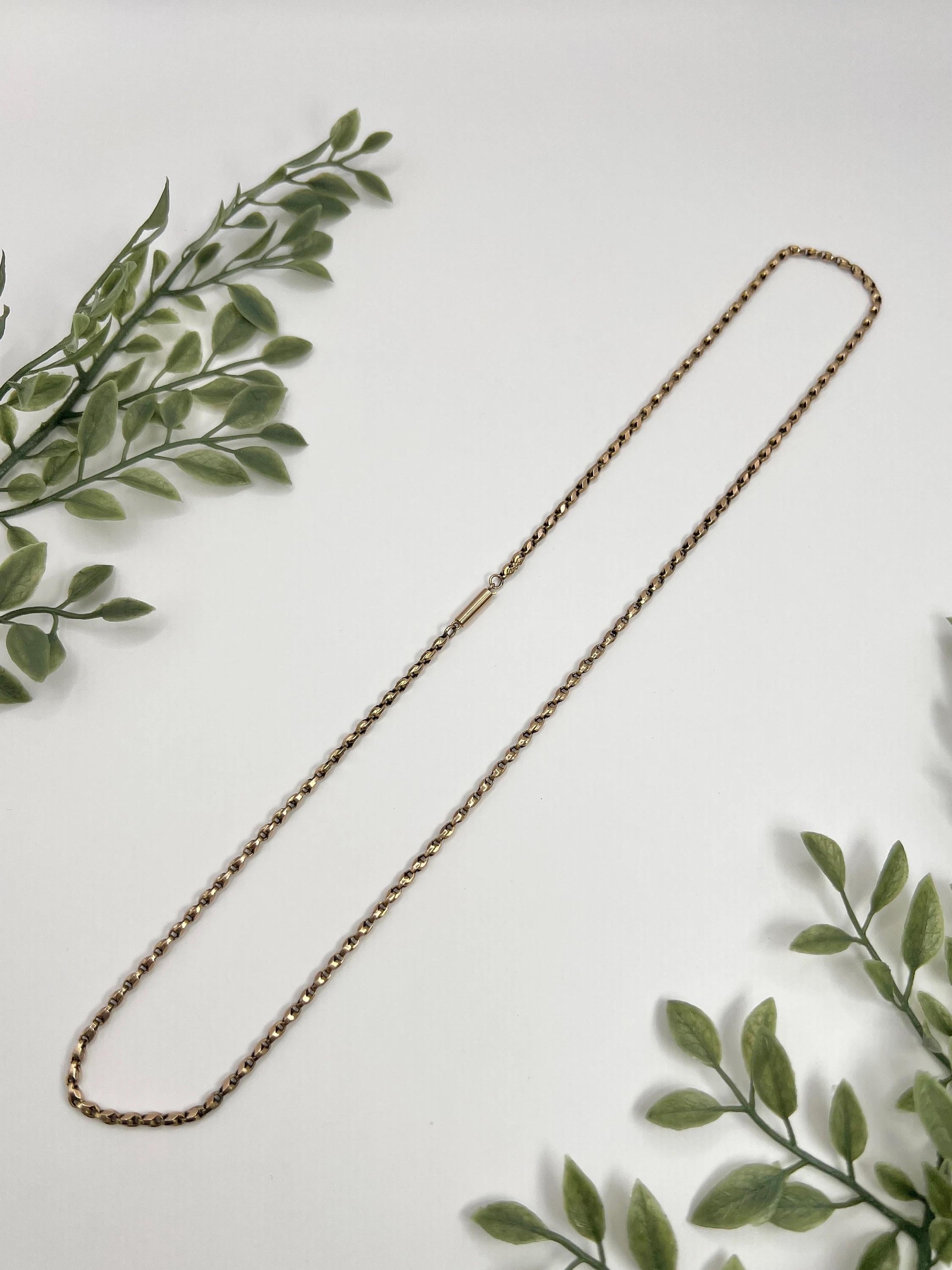 9ct Rose Gold Tagged Edwardian 22 Inch Fancy Tulip Link Chain with Barrel Clasp 7