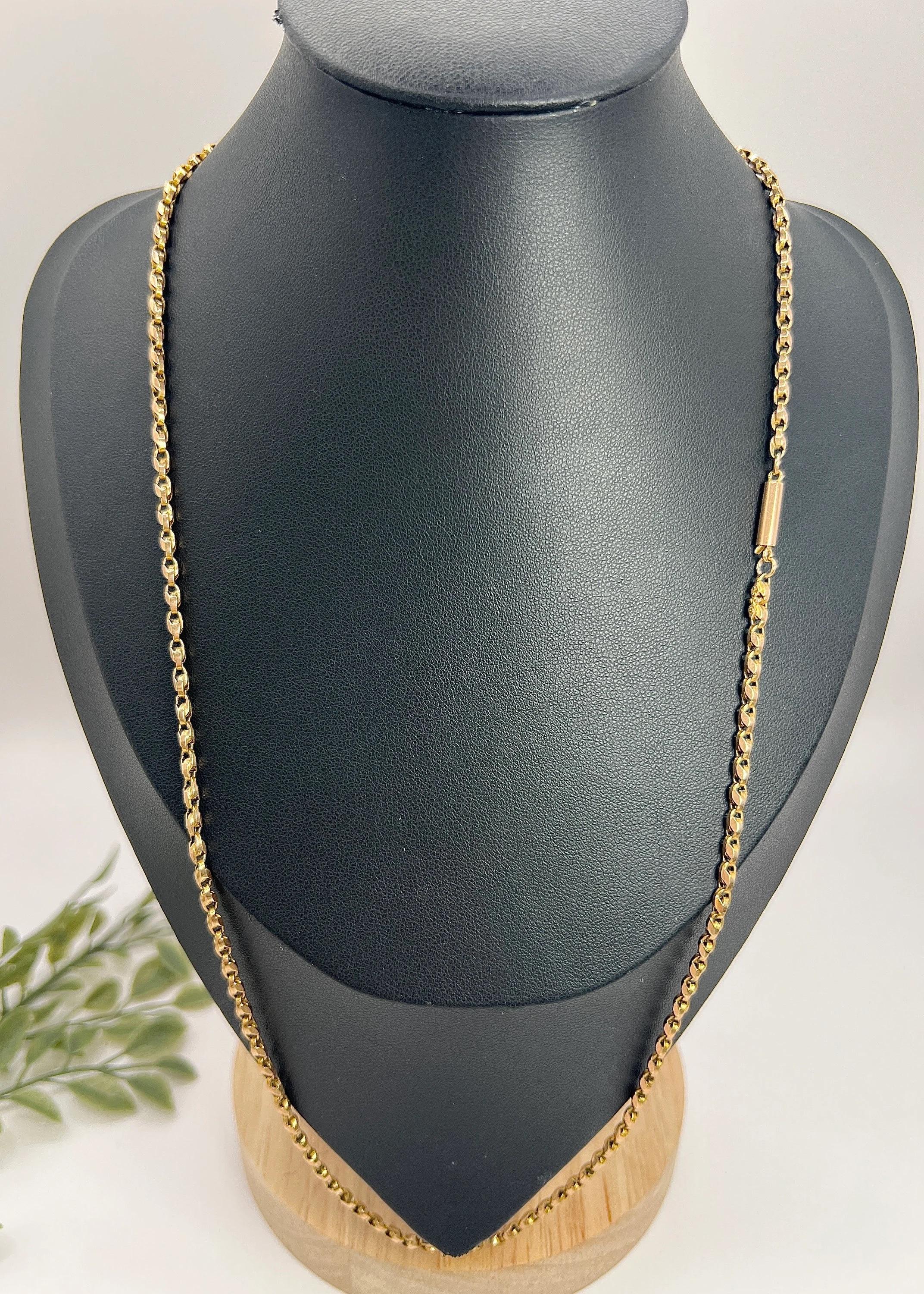 9ct Rose Gold Tagged Edwardian 22 Inch Fancy Tulip Link Chain with Barrel Clasp 4
