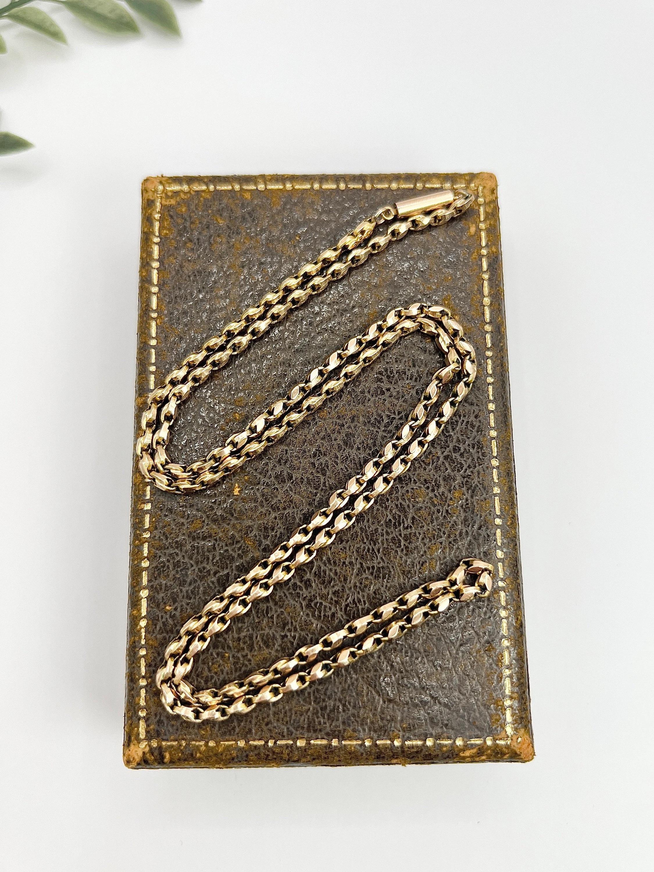 9ct Rose Gold Tagged Edwardian 22 Inch Fancy Tulip Link Chain with Barrel Clasp 5