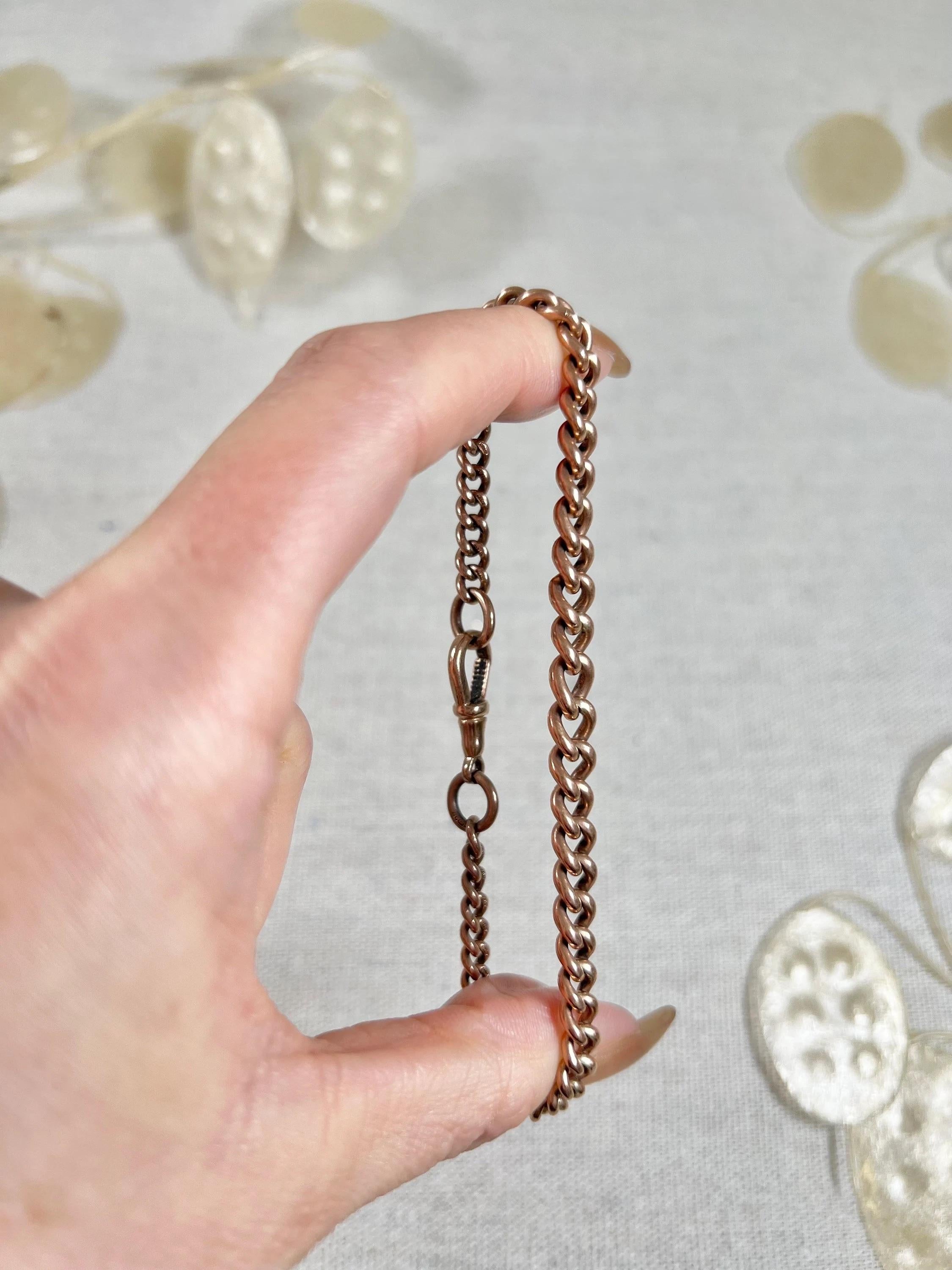9ct Rose Gold Victorian 8 1/2 Inch Graduated Curb Link Bracelet Swivel Clasp For Sale 5
