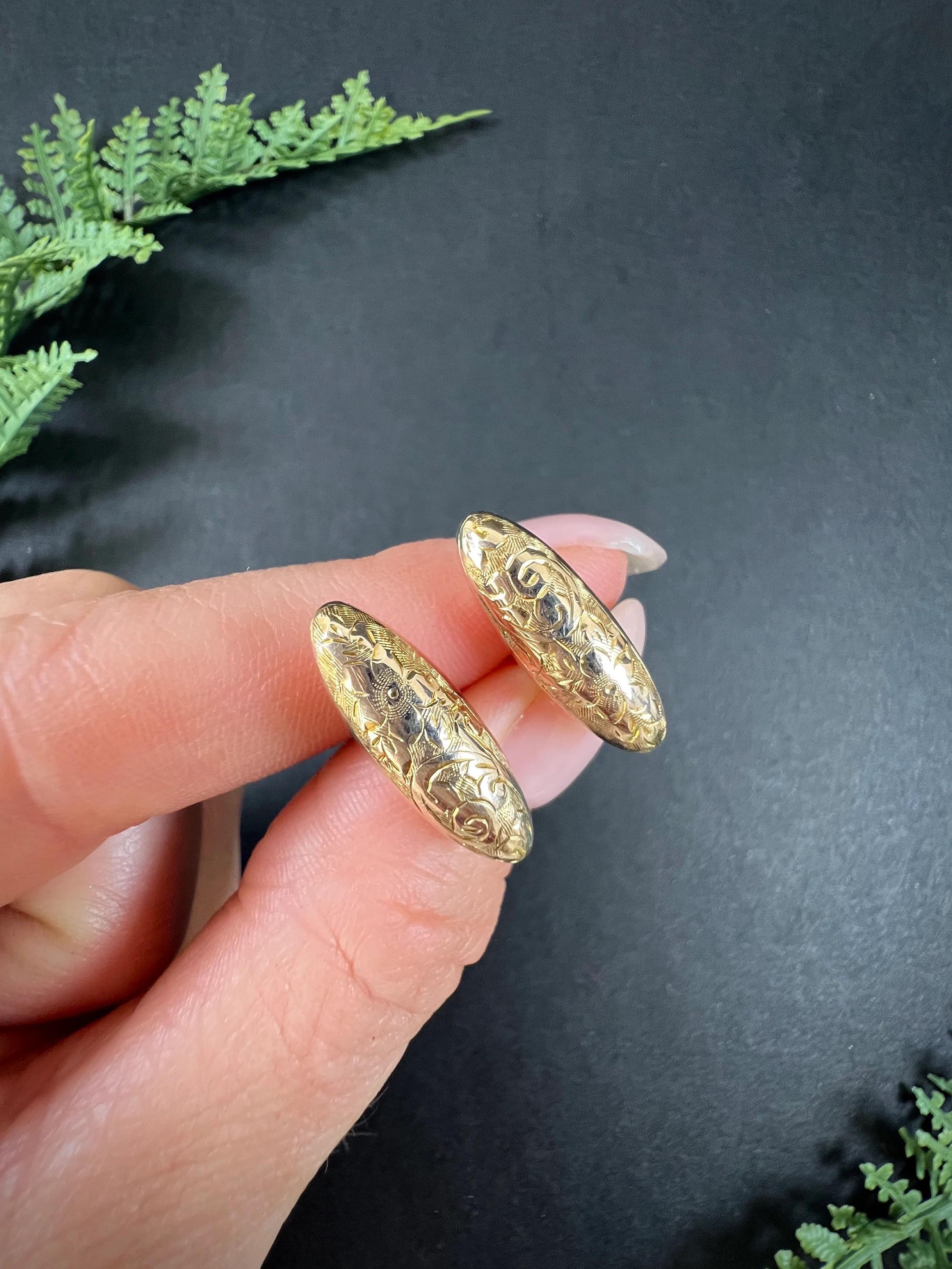 Gemelos Torpedo Victorianos de Oro Rosa de 9 ct con Sello de Birmingham de 1898 Grabado en venta 4
