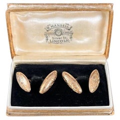 9ct Rose Gold Victorian Birmingham Hallmarked 1898 Engraved Torpedo Cufflinks