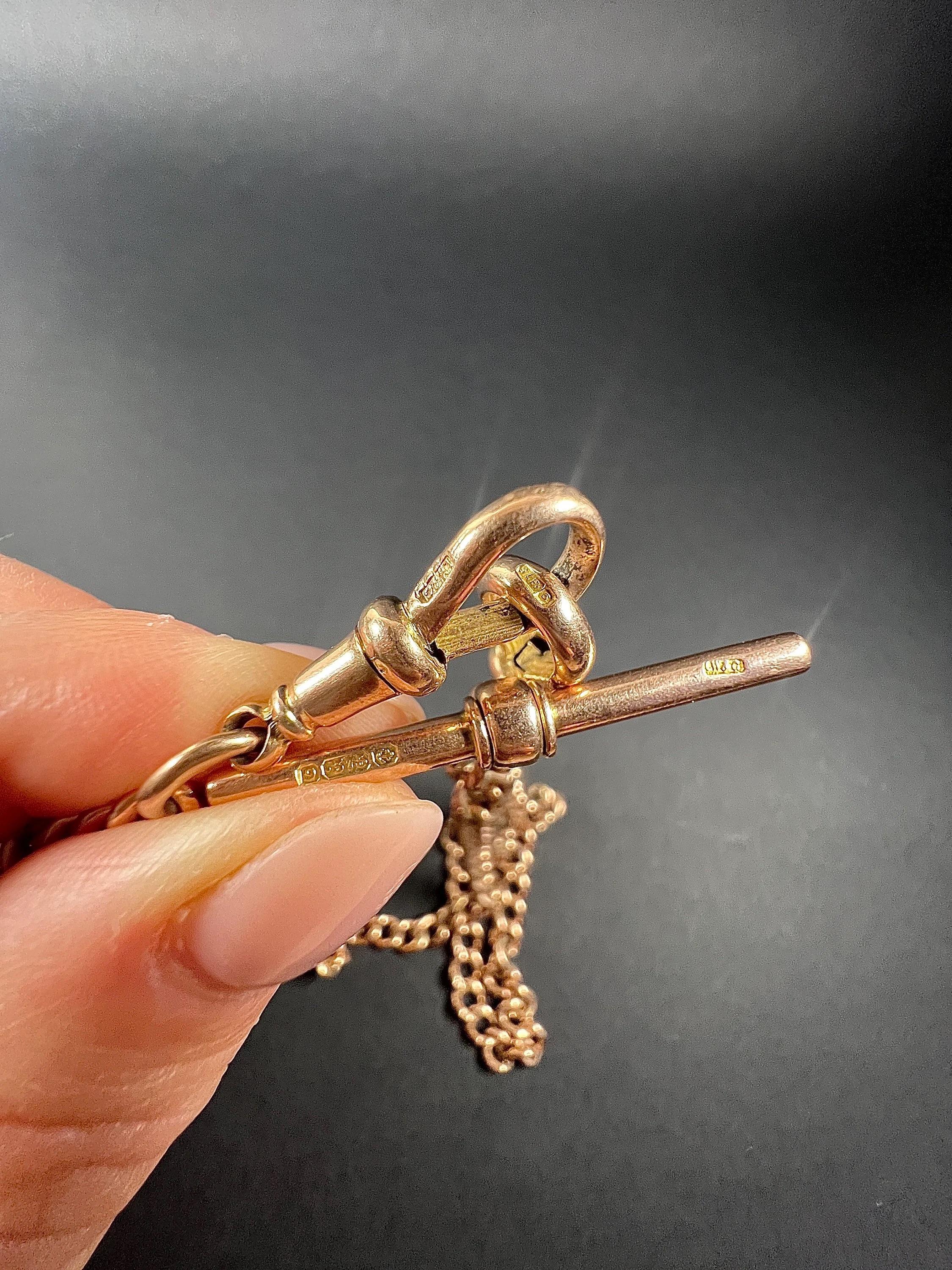 9ct Rose Gold Victorian Birmingham Marked 1894 18 Inch Curb Link Albert Chain 3
