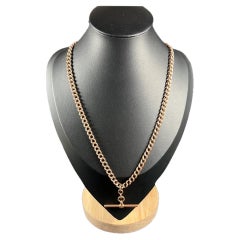 9ct Rose Gold Victorian Birmingham Marked 1894 18 Inch Curb Link Albert Chain