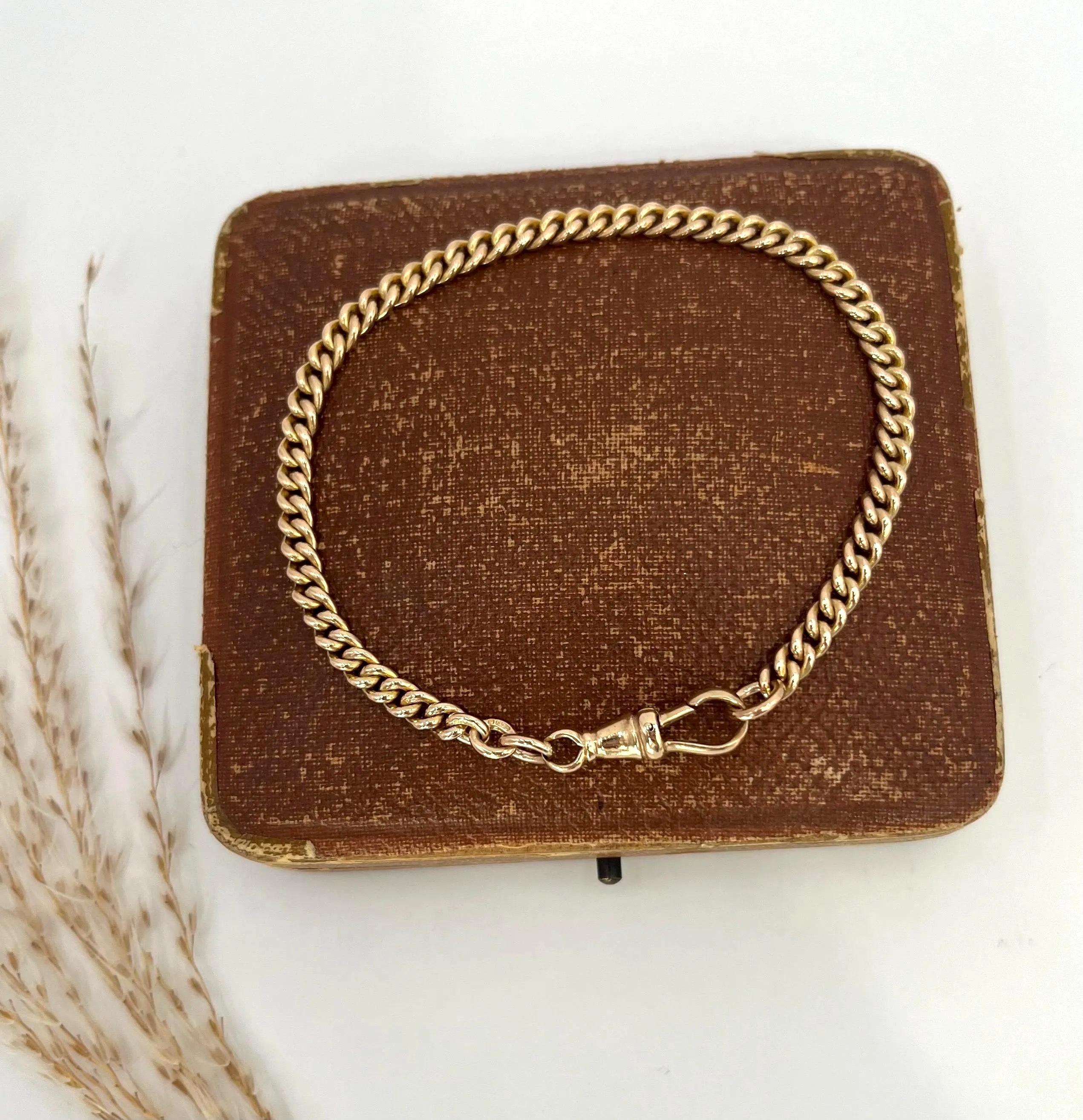 Bracelet à maillons en or rose 9ct, de style victorien, avec fermoir à agrafe en forme de chien, Circa 1900 en vente 5