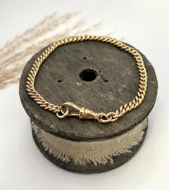 9ct Rose Gold, Victorian Curb Link Bracelet with Dog Clip Clasp, Circa 1900